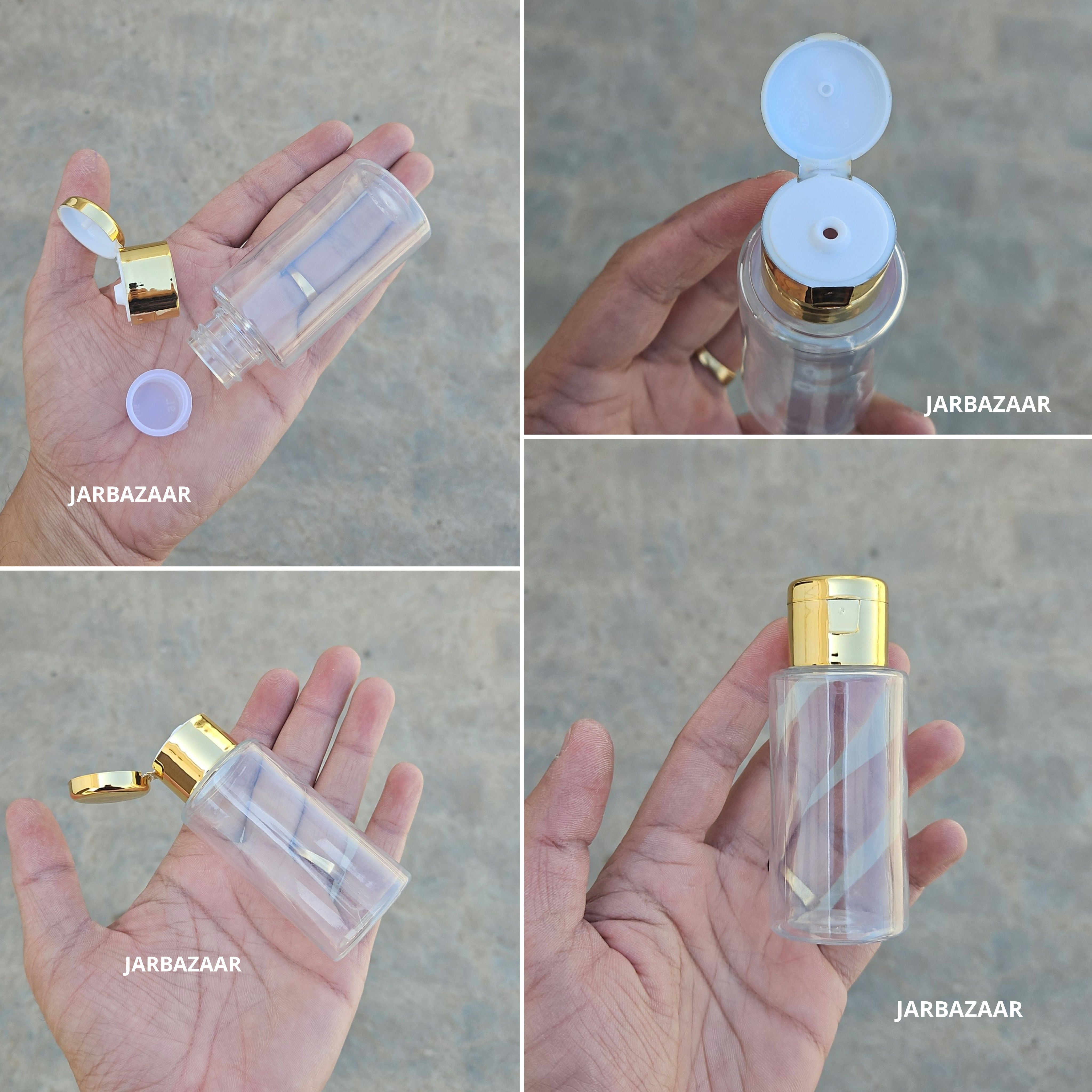 60 ML Transparent Pet Bottle (With Golden Fliptop Caps)