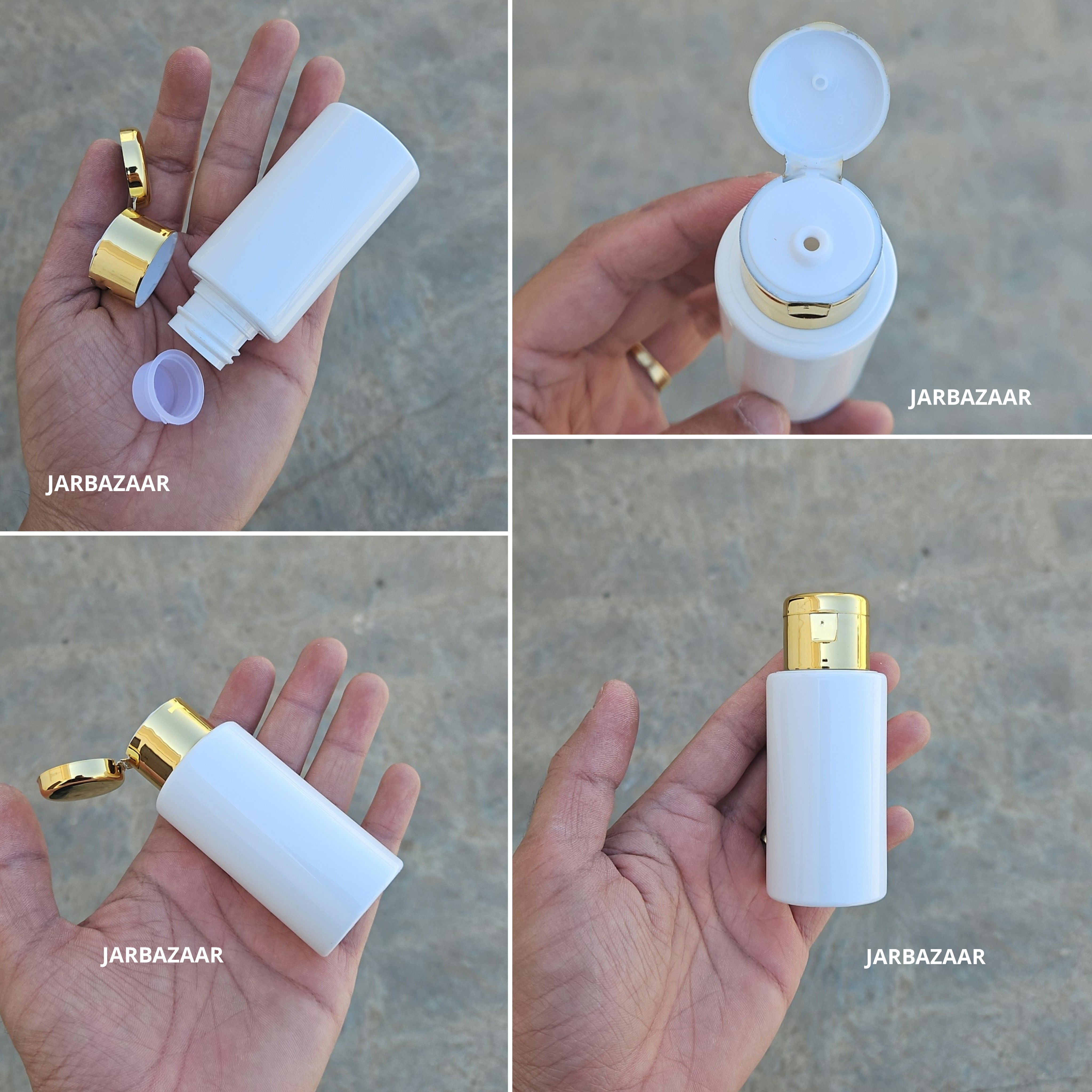 60 ML White Pet Bottle (With Golden Fliptop Caps)