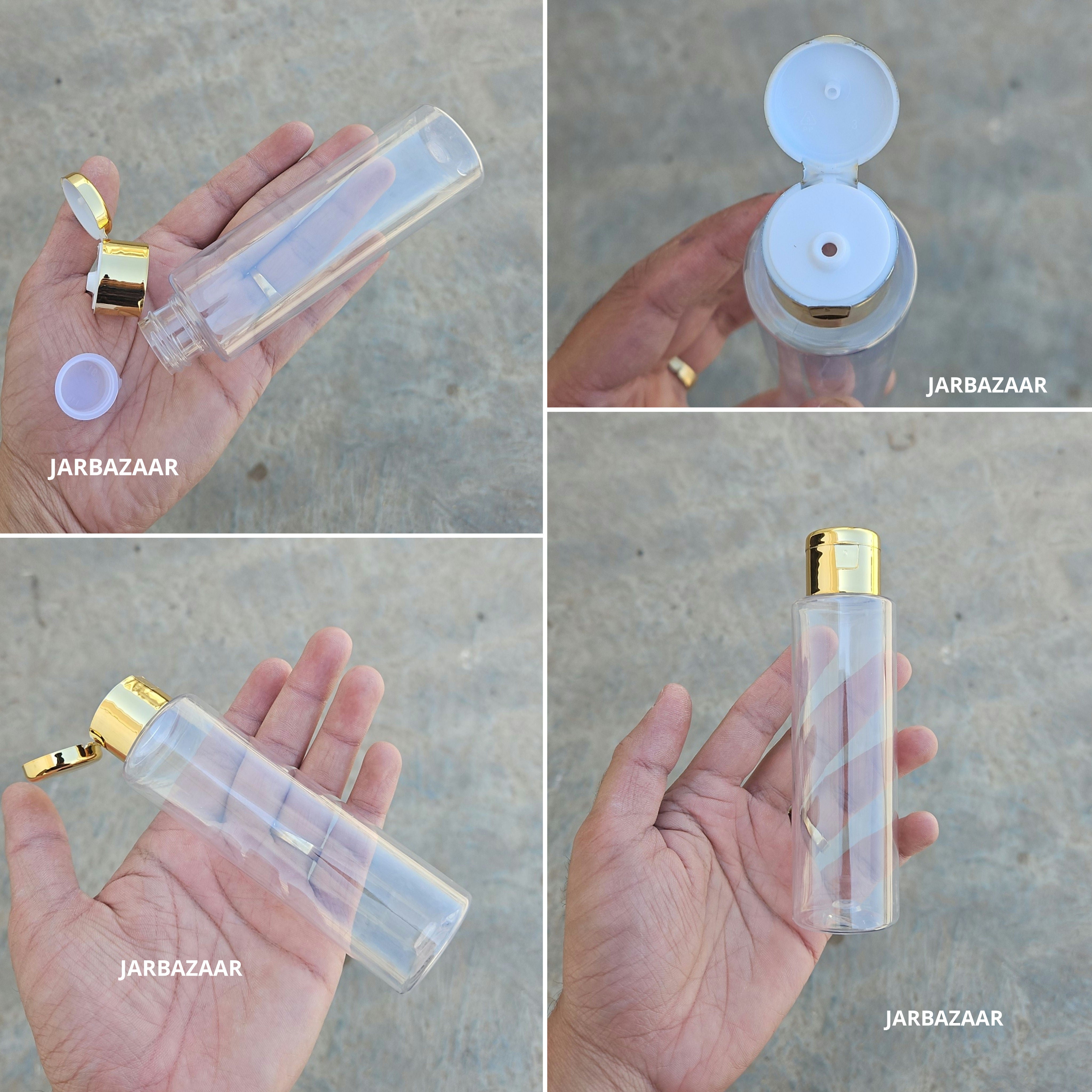 100 ML Sleek Transparent Pet Bottle (With Golden Fliptop Caps)
