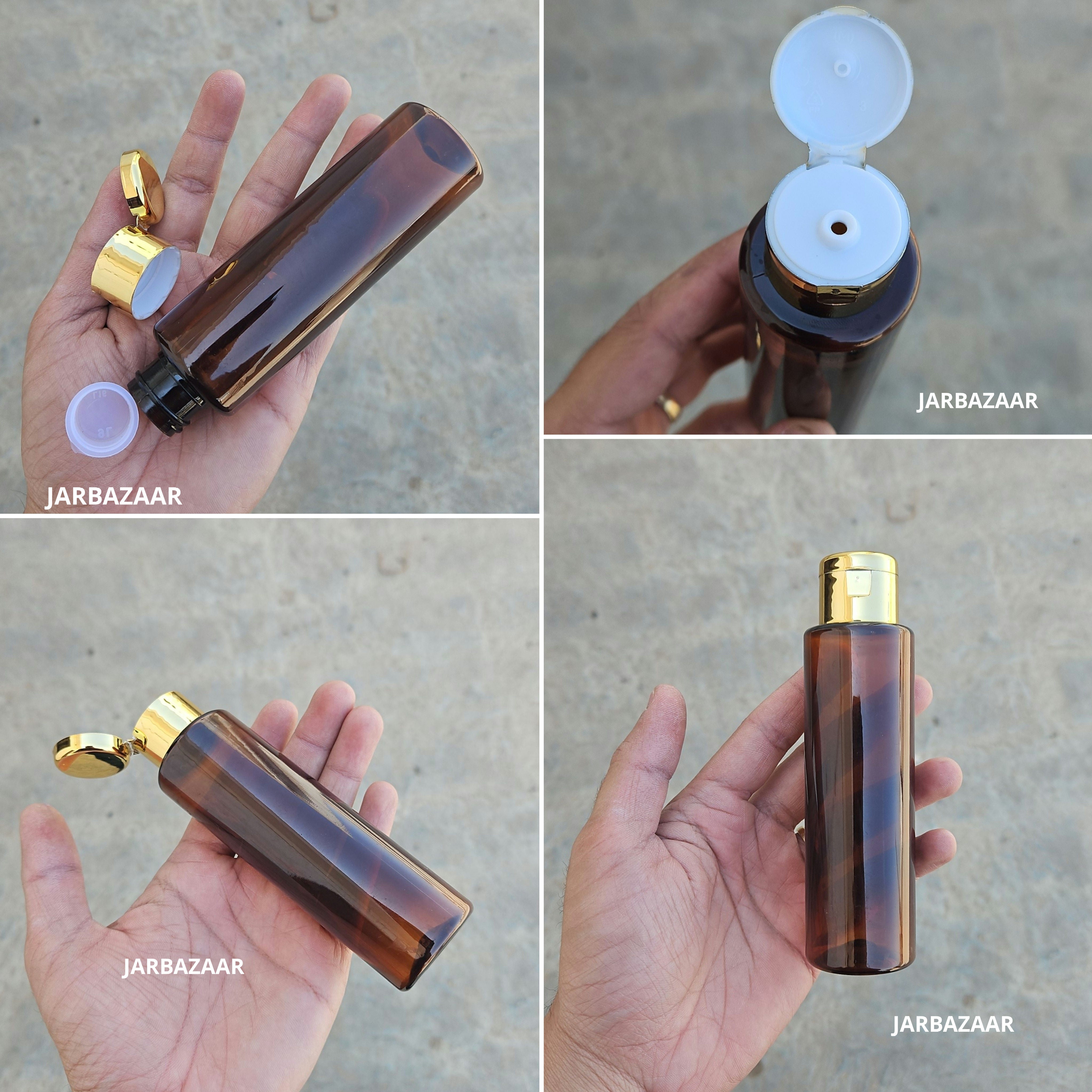 100 ML Sleek Amber Pet Bottle (With Golden Fliptop Caps)
