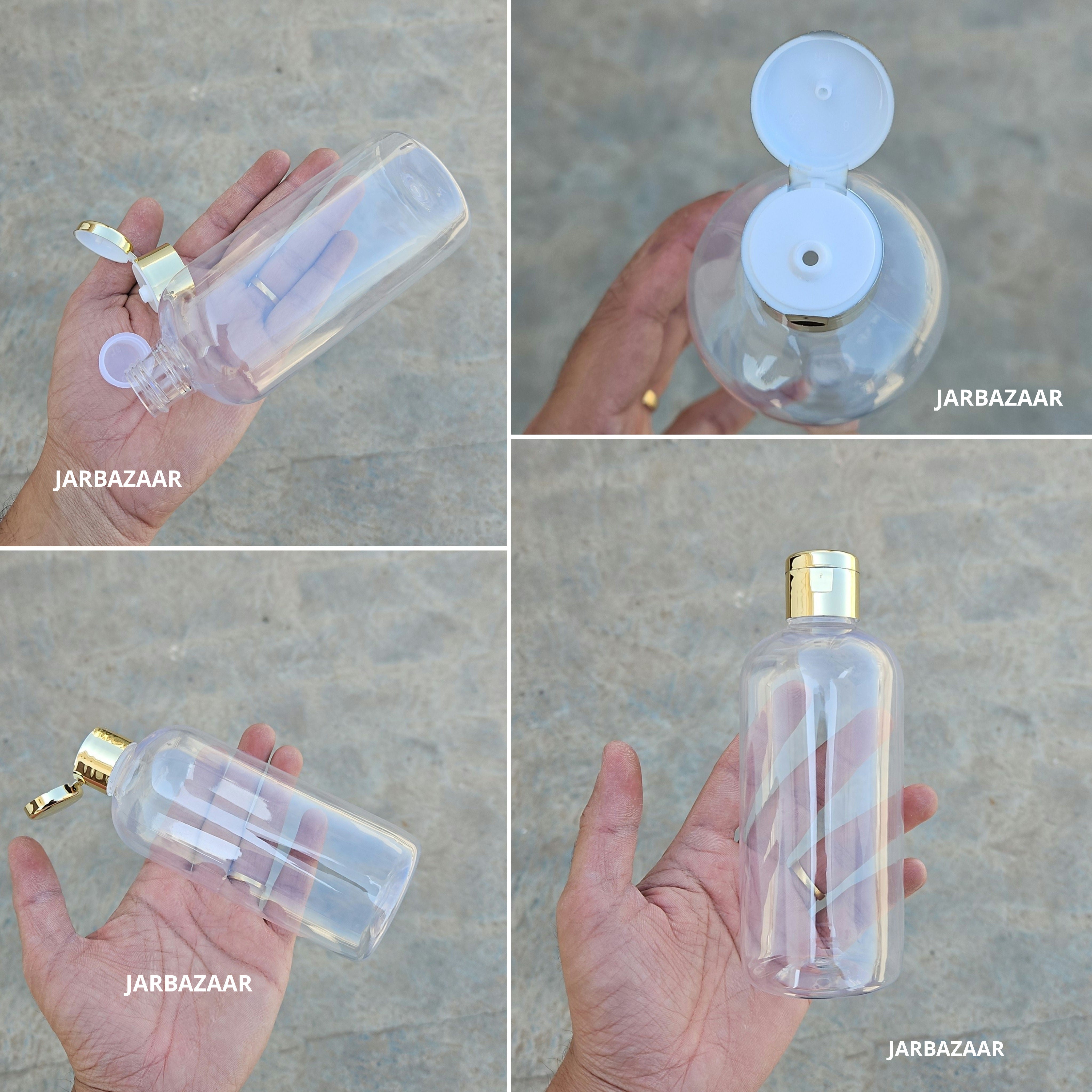 300 ML Boston Transparent Pet Bottle (With Golden Fliptop Caps)