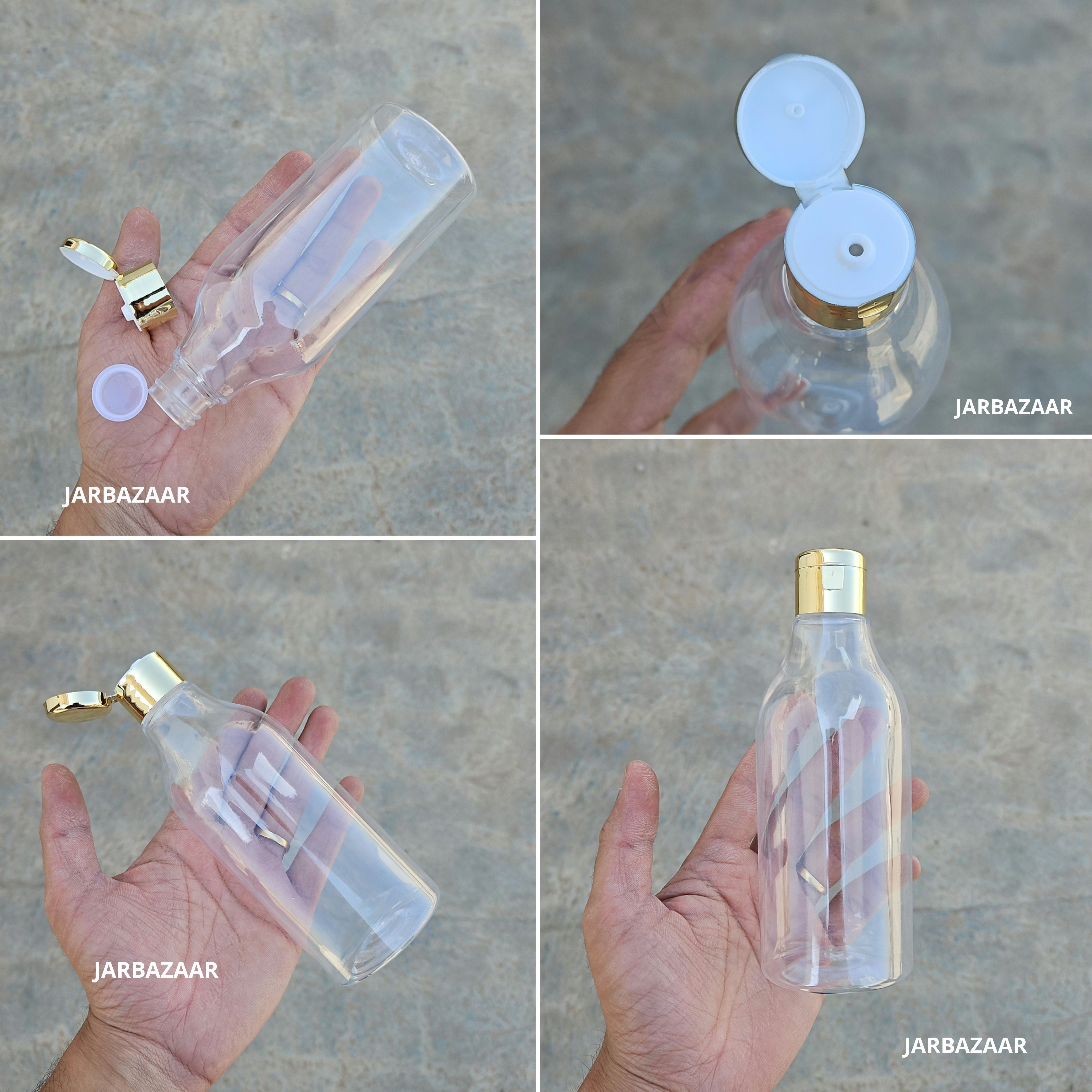 300 ML Nutri Transparent Pet Bottle (With Golden Fliptop Caps)