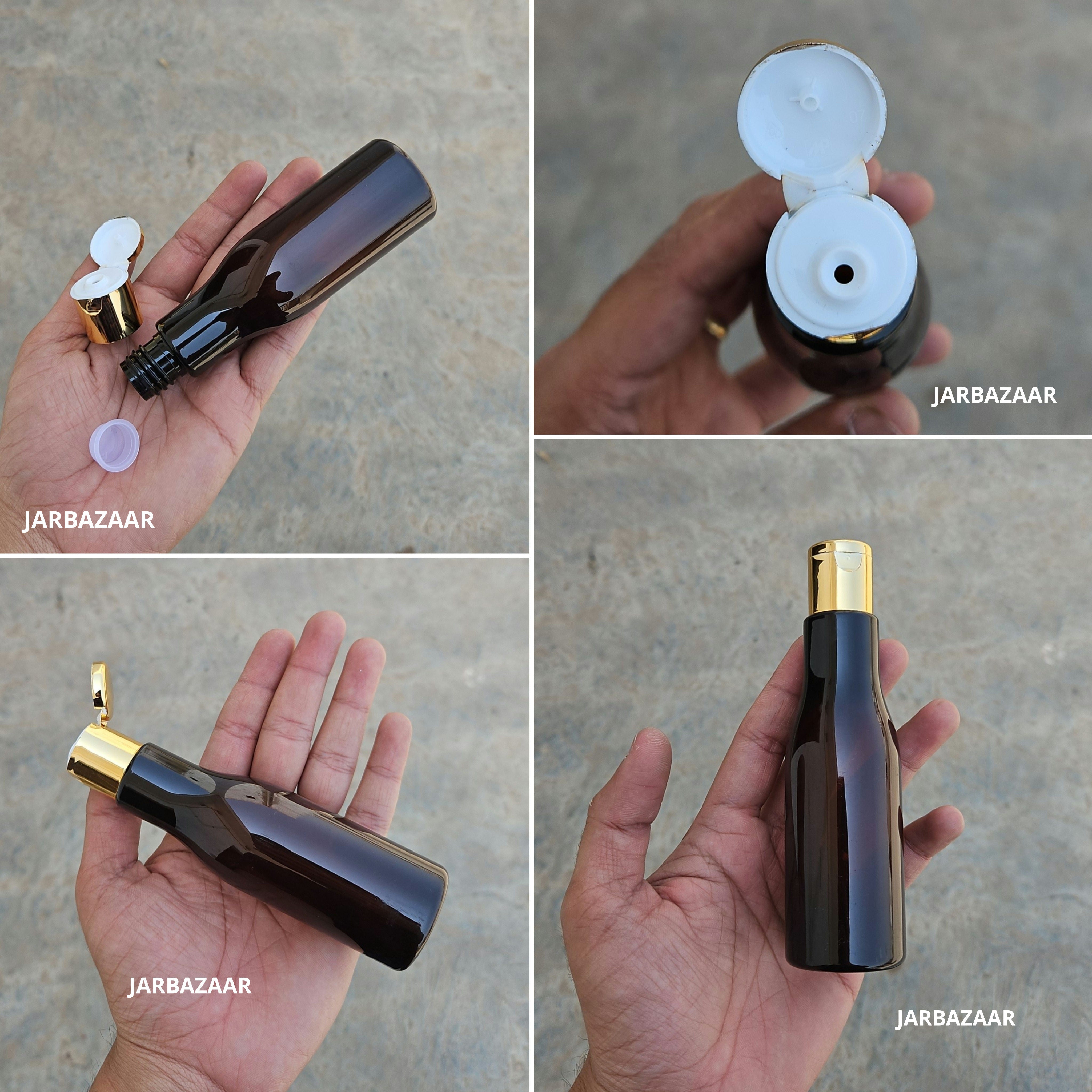 100 ML Asta Amber Pet Bottle (With Golden Fliptop Caps)