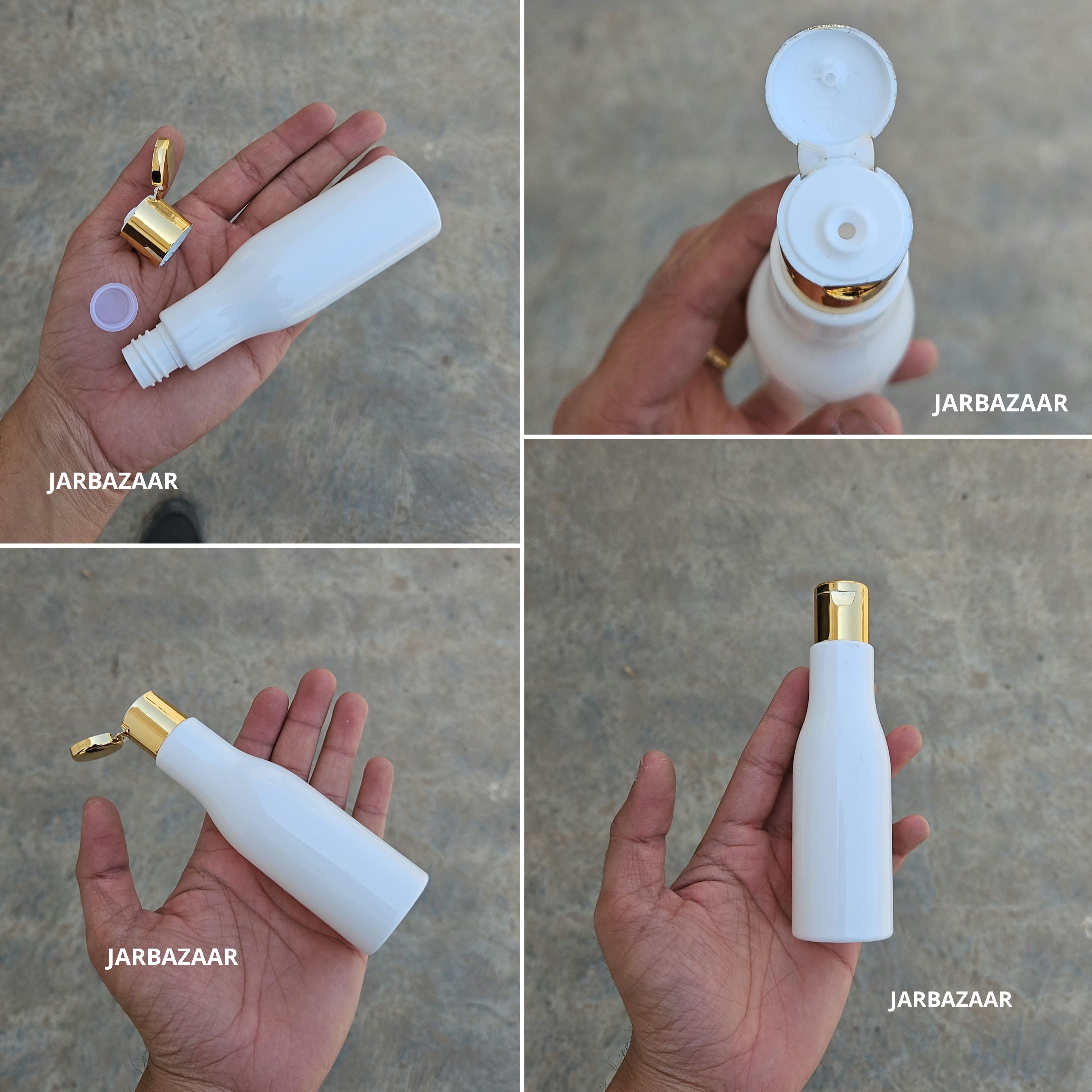 100 ML Asta White Pet Bottle (With Golden Fliptop Caps)