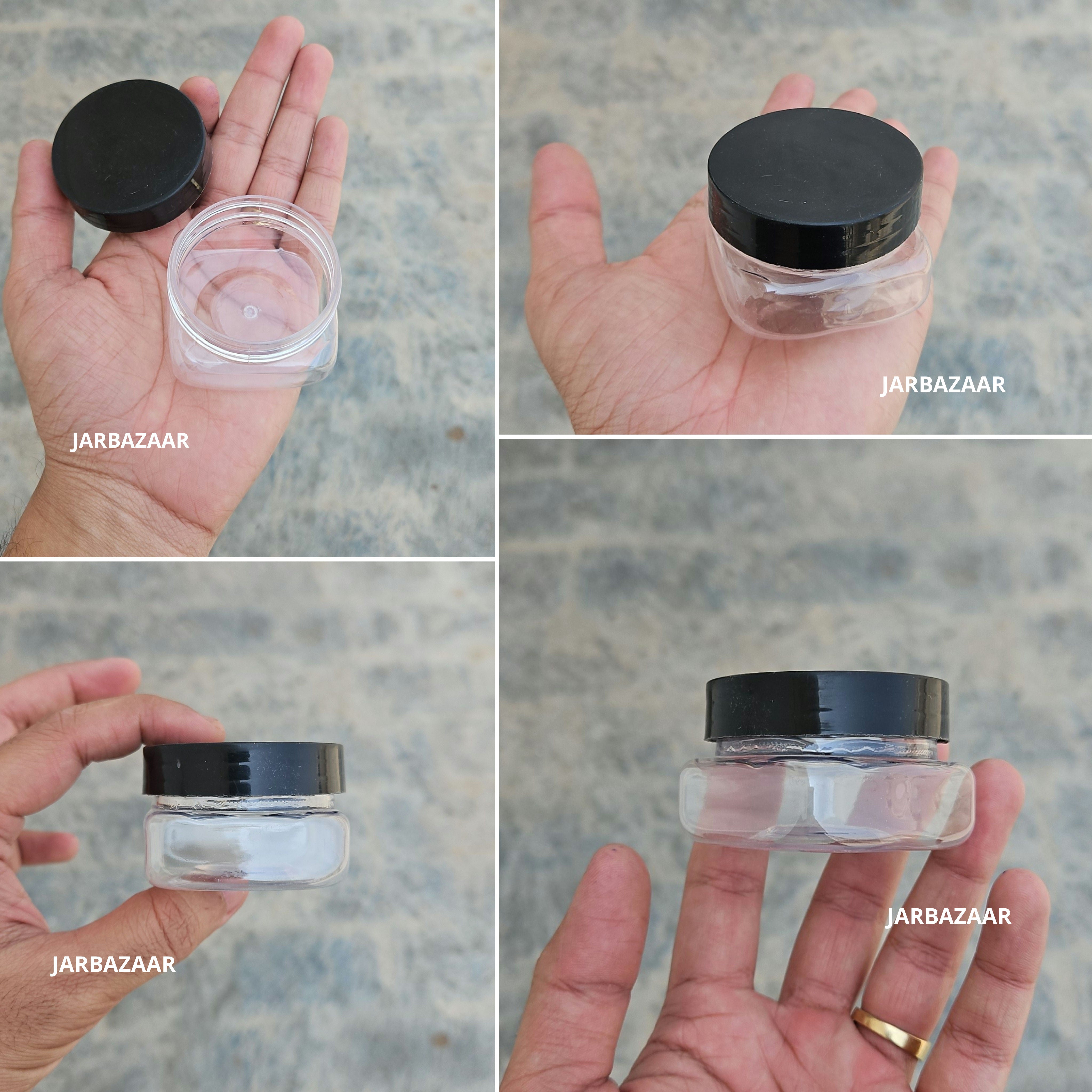 50 ML Square Pet Jar (With Plastic Caps)