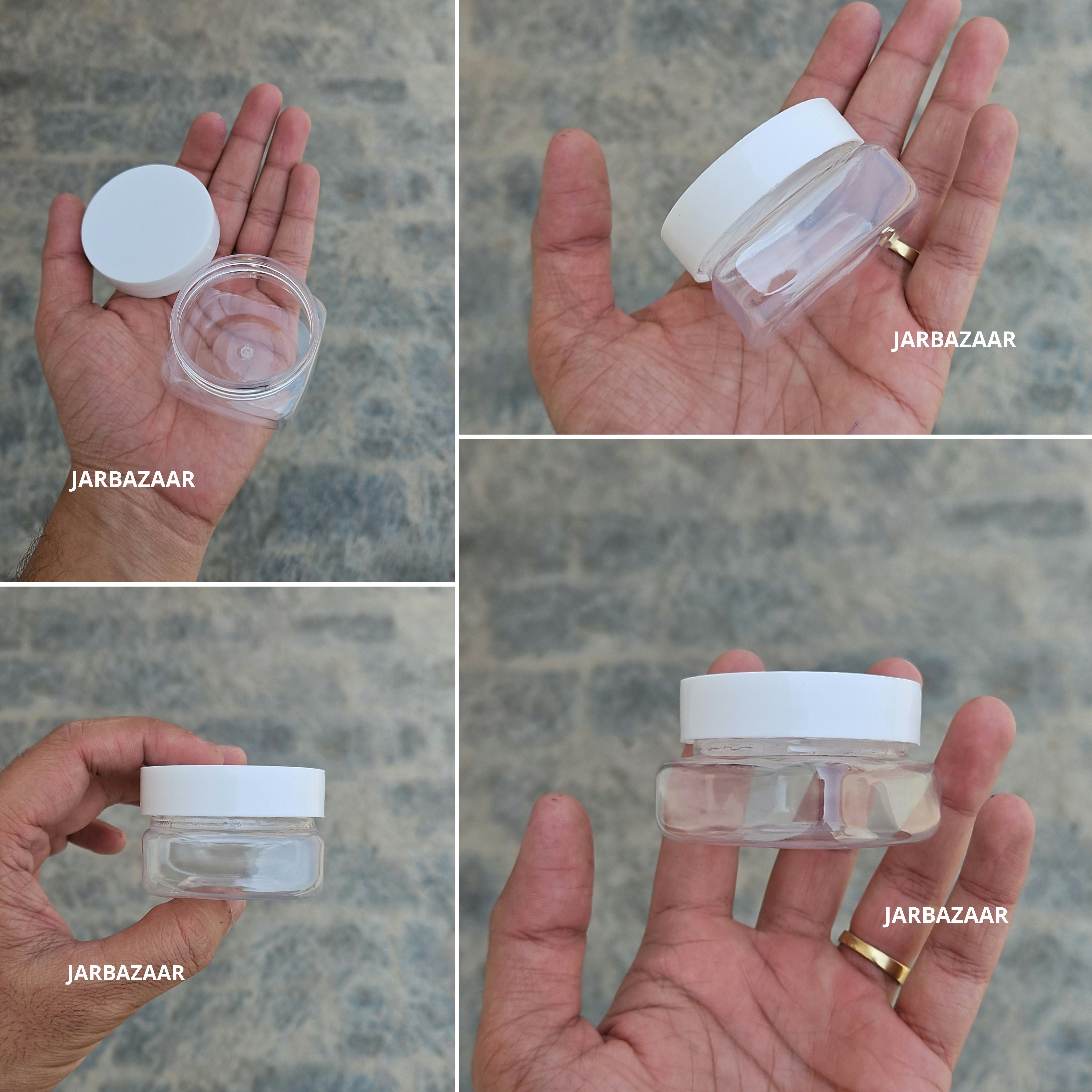50 ML Square Pet Jar (With Plastic Caps)