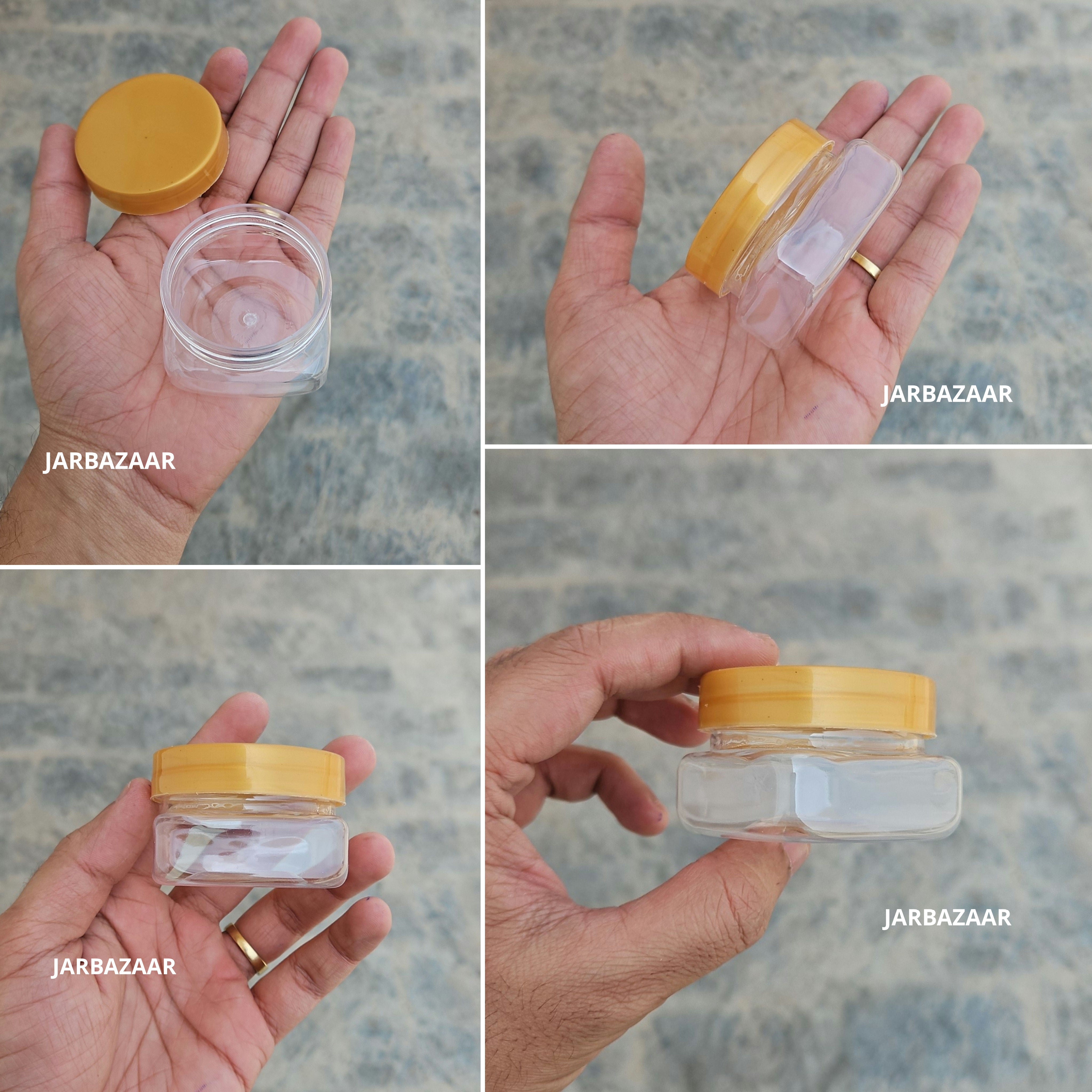 50 ML Square Pet Jar (With Plastic Caps)