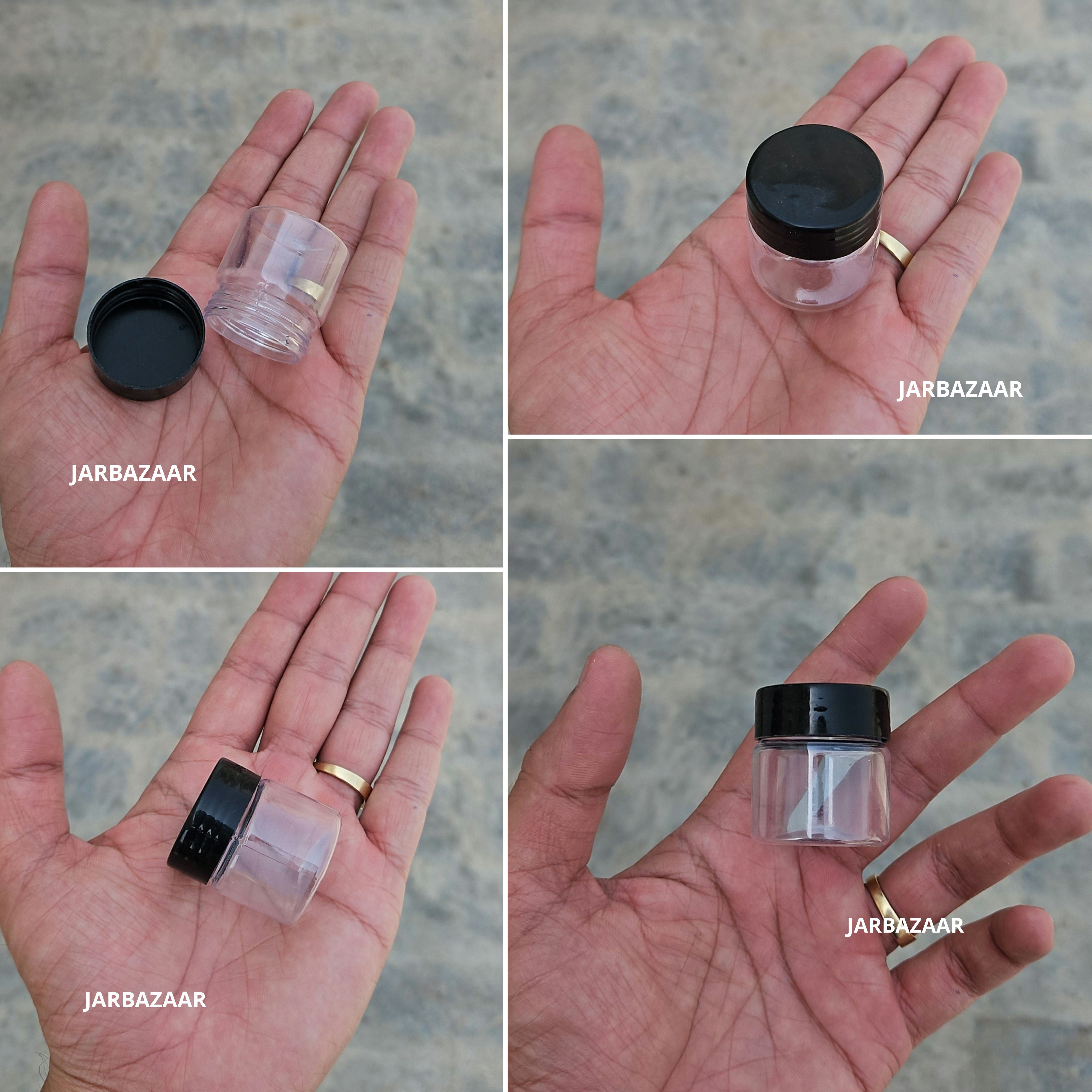 15 ML Round Pet Jar (Black Plastic Cap)