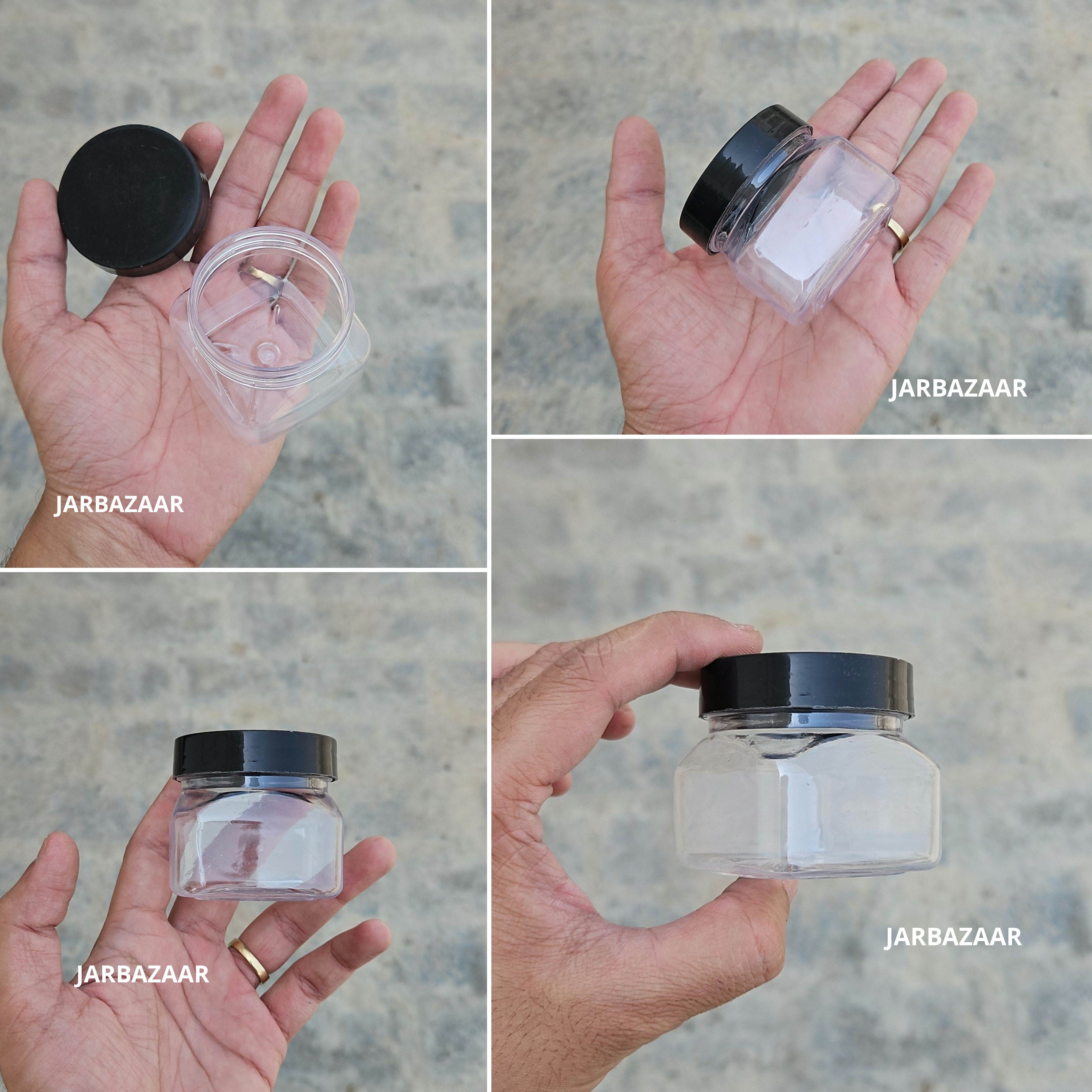 100 ML Square Pet Jar (With Plastic Caps)