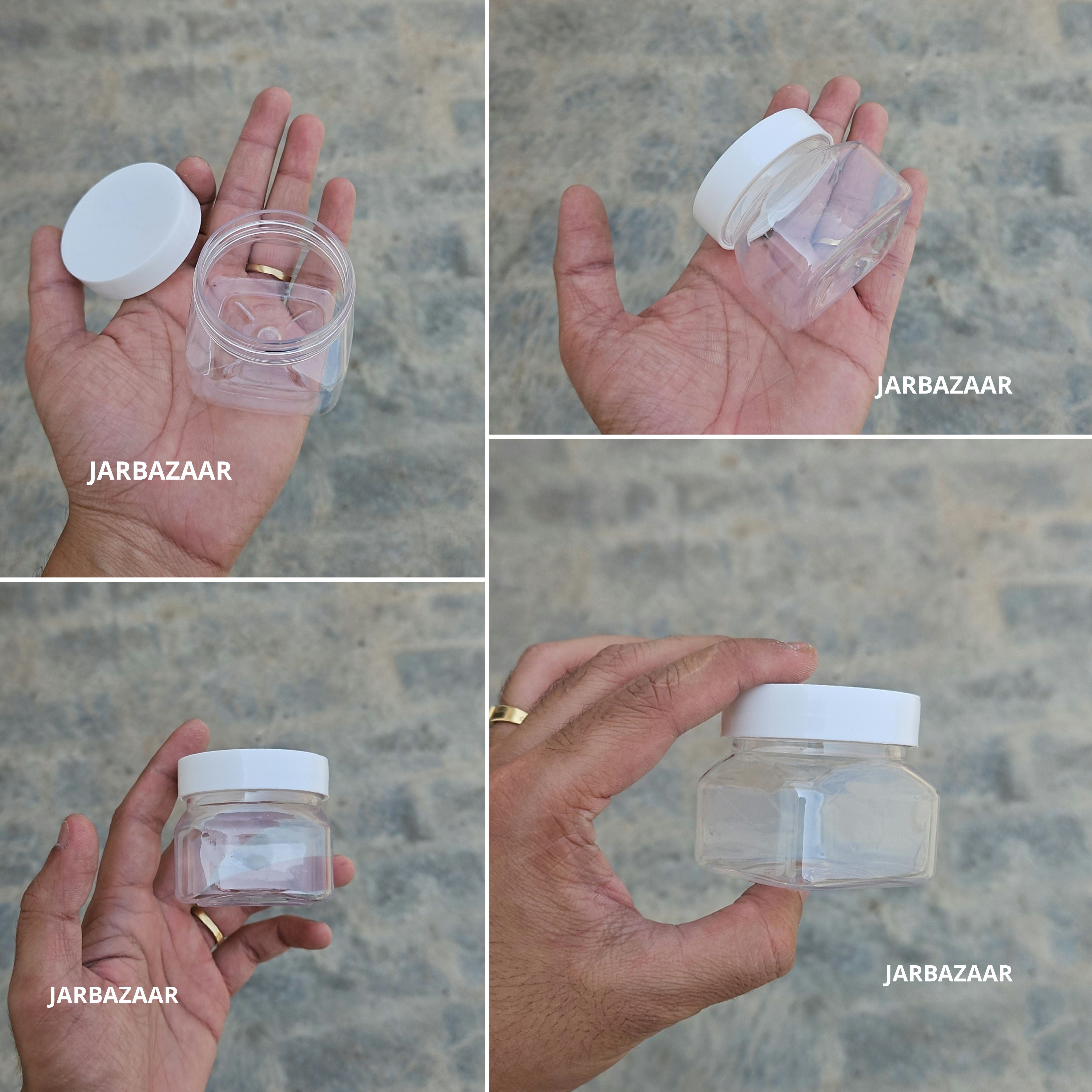 100 ML Square Pet Jar (With Plastic Caps)