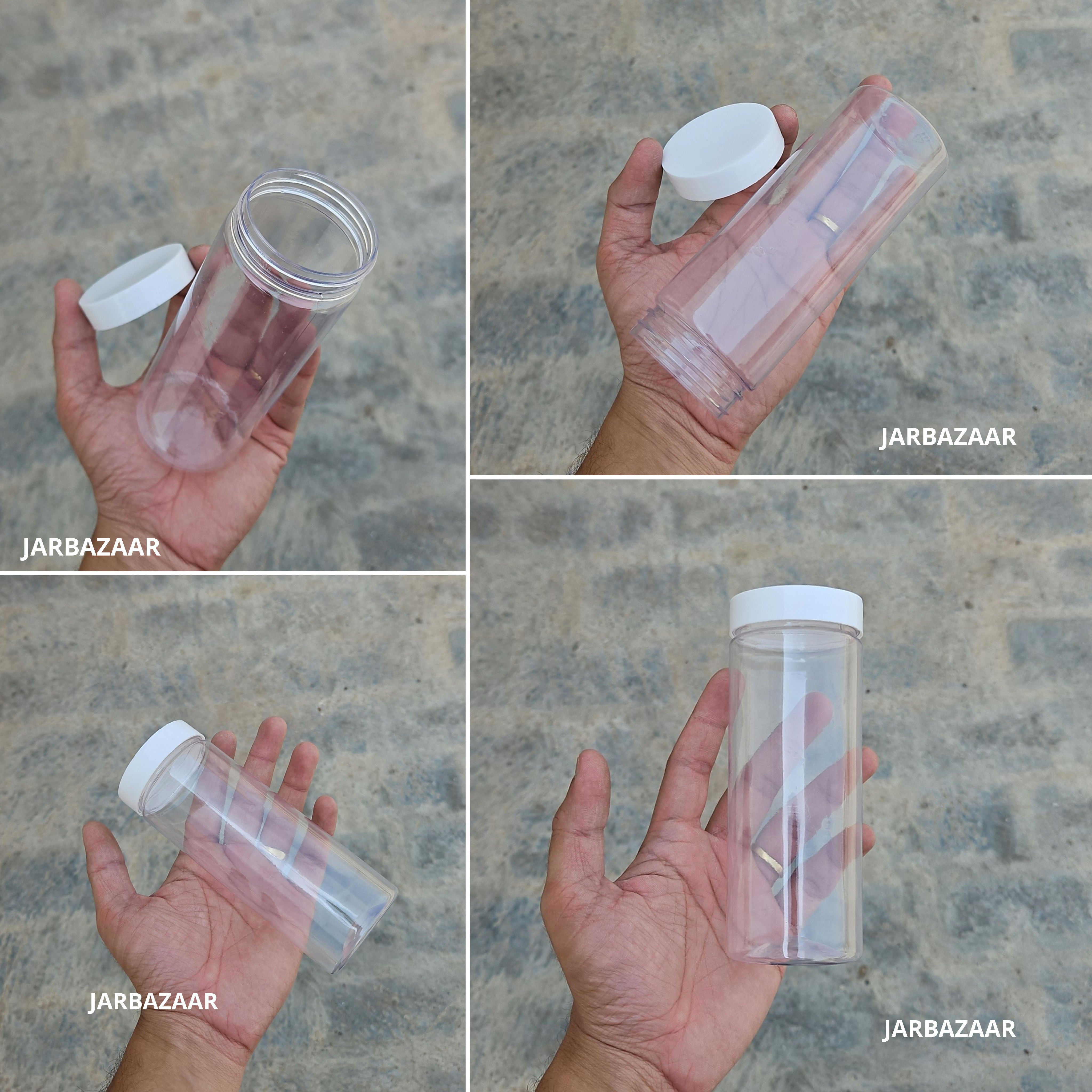 300 ML Long Pet Jar (With Plastic Caps)