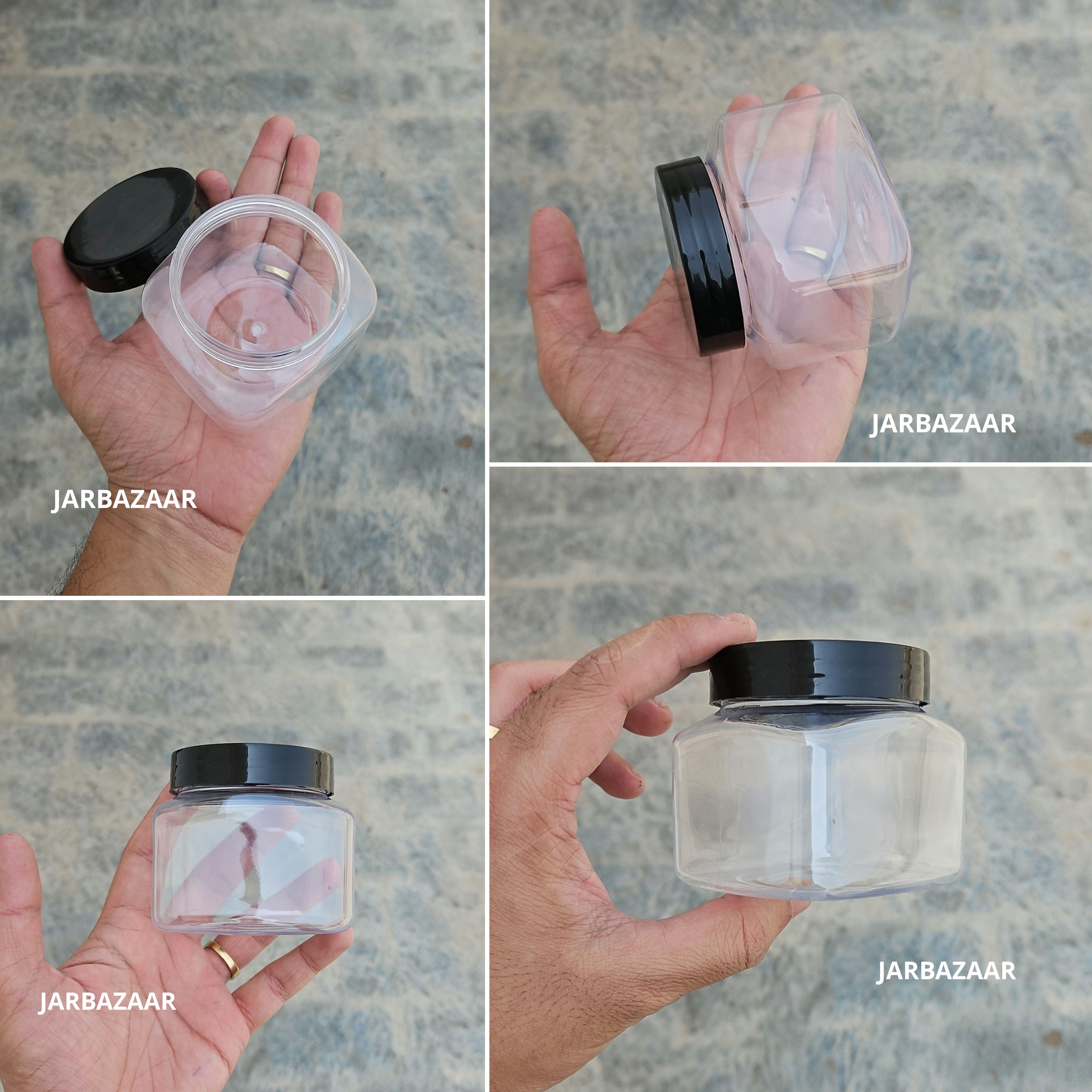 250 ML Square Pet Jar (With Plastic Caps)