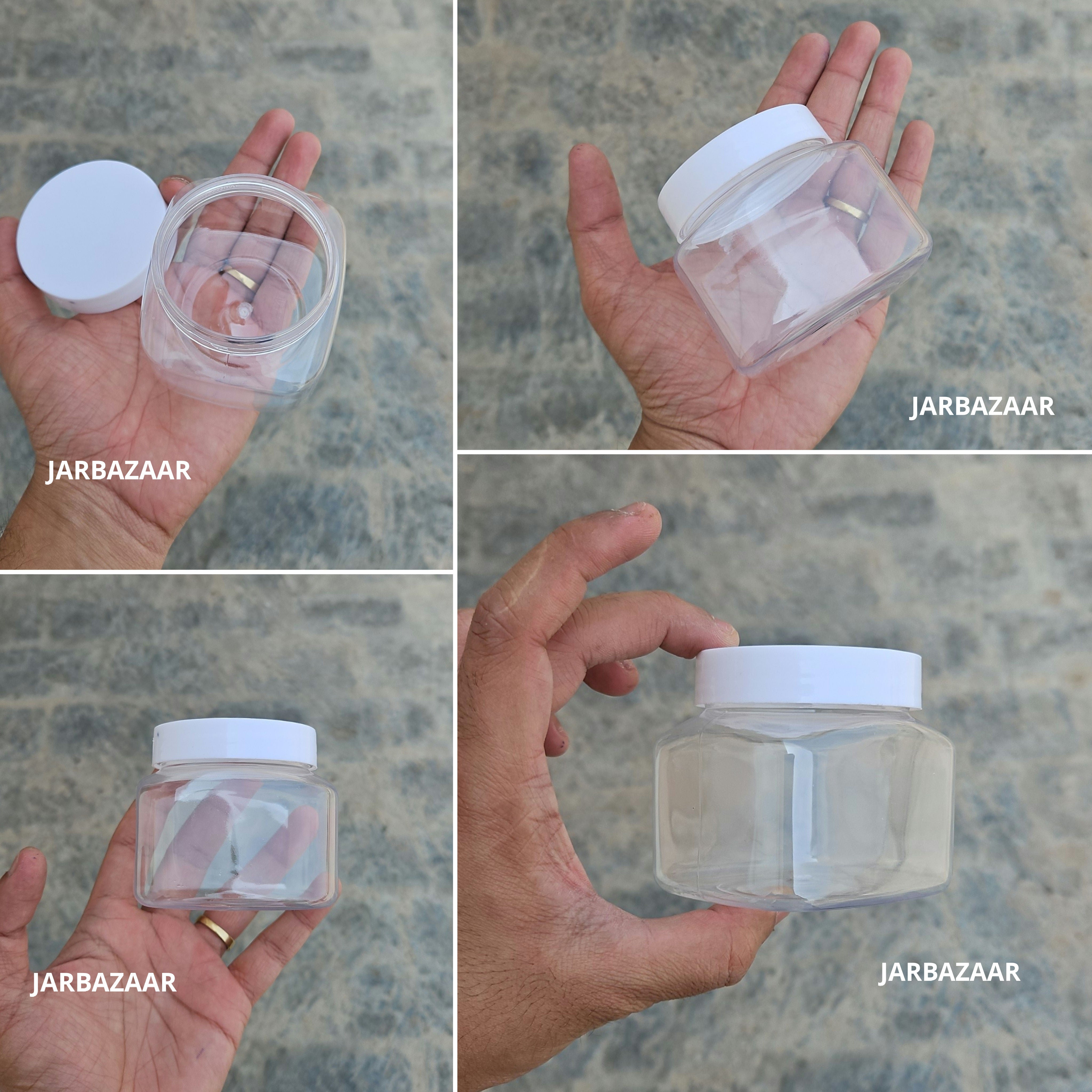250 ML Square Pet Jar (With Plastic Caps)
