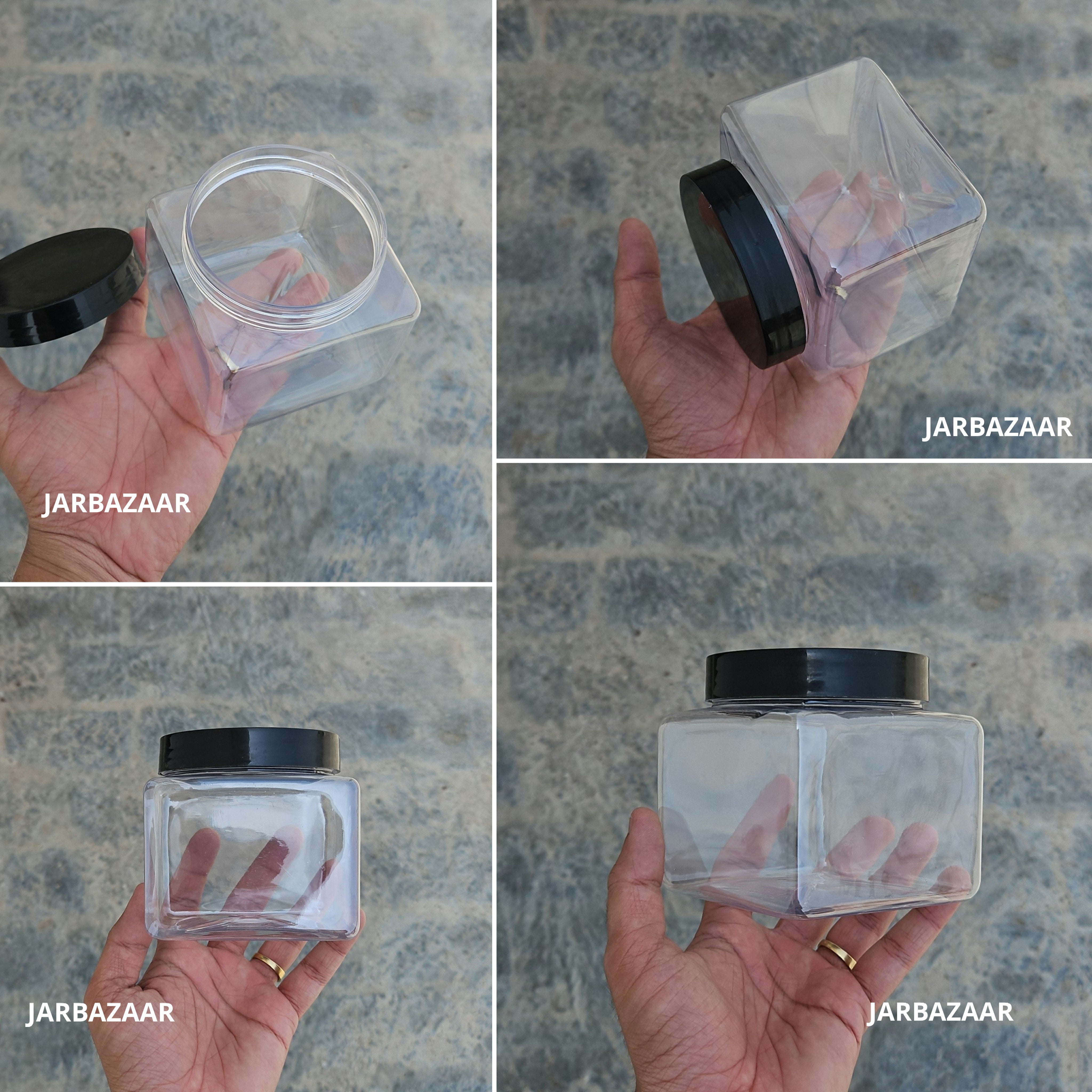500 ML Square Pet Jar (With Plastic Caps)