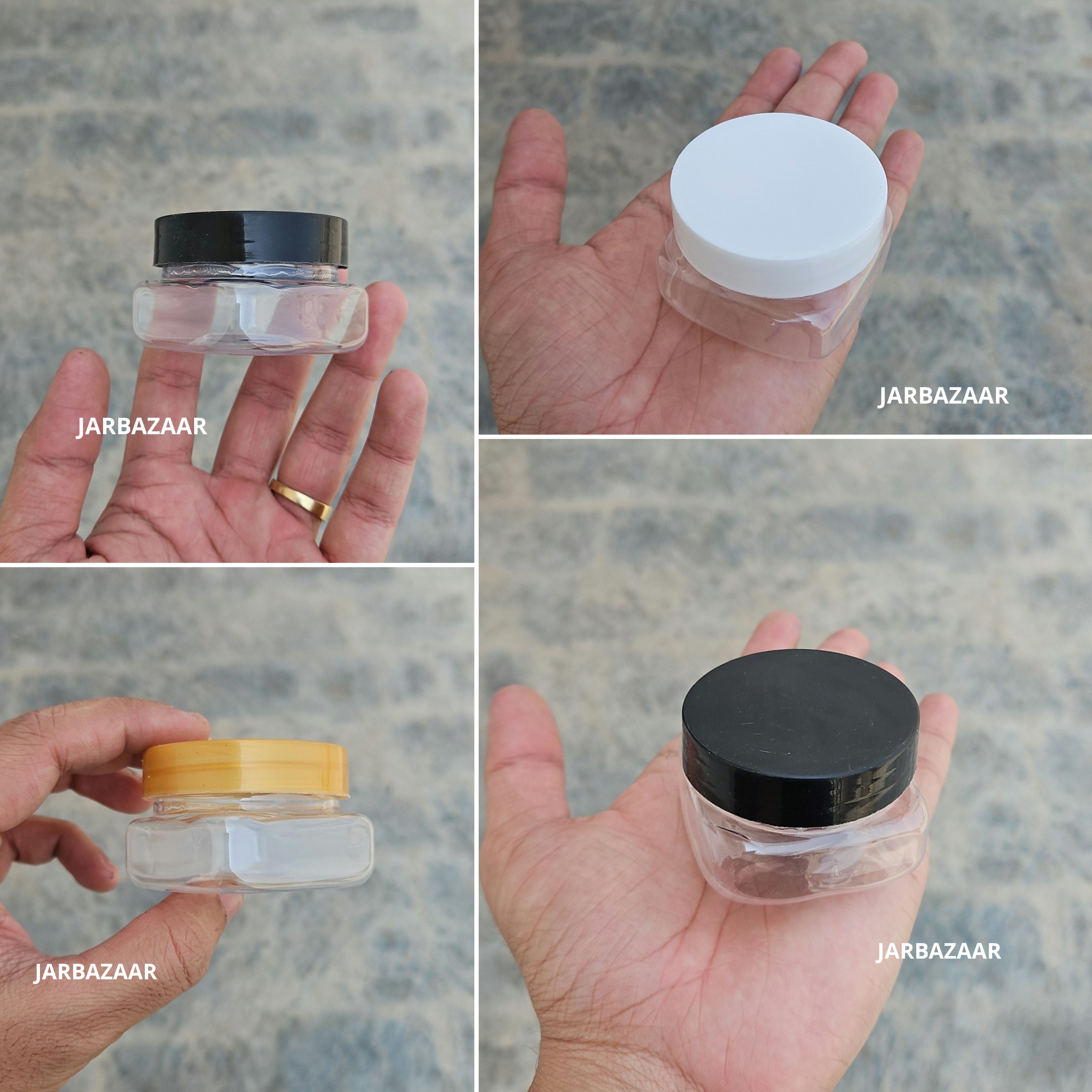 50 ML Square Pet Jar (With Plastic Caps)