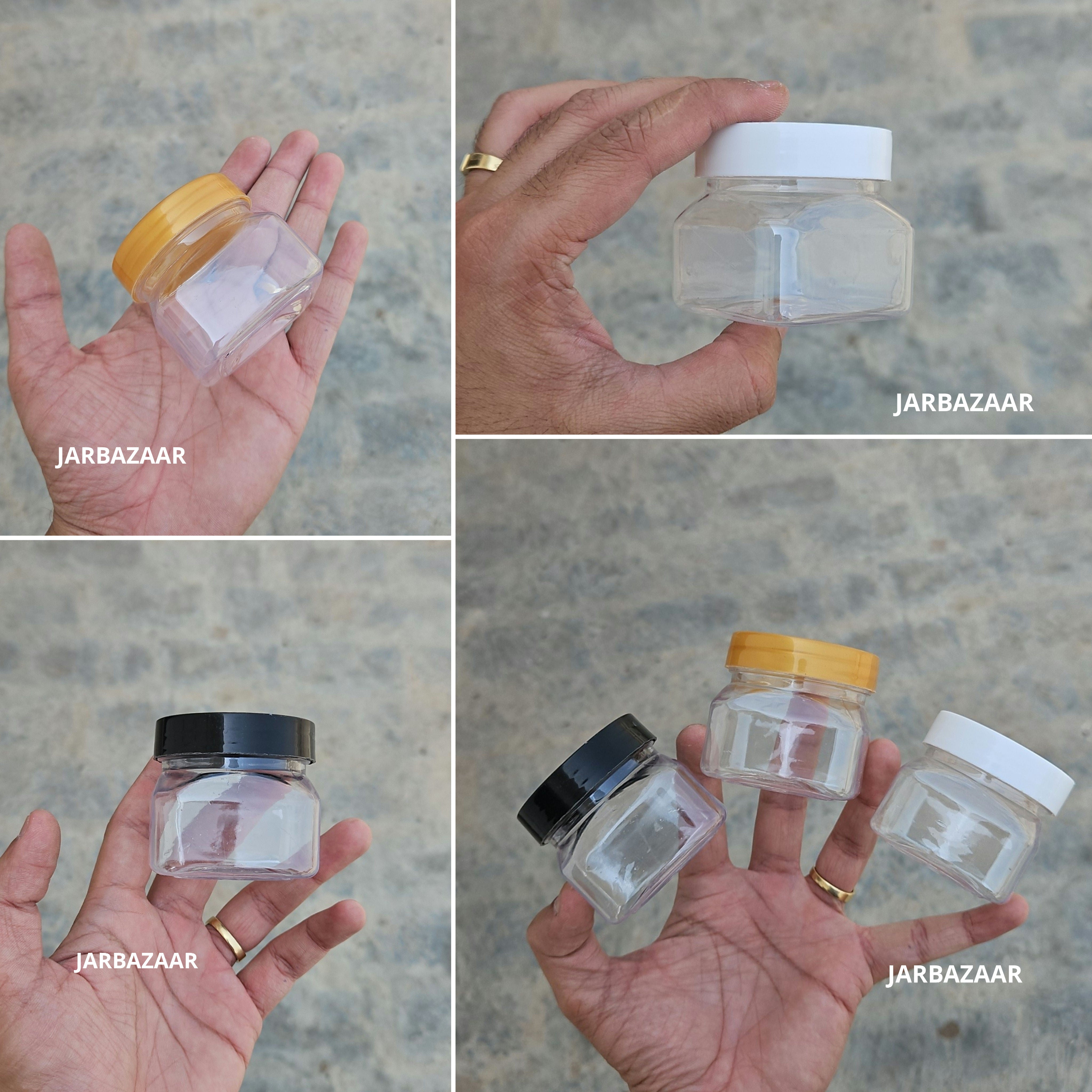 100 ML Square Pet Jar (With Plastic Caps)