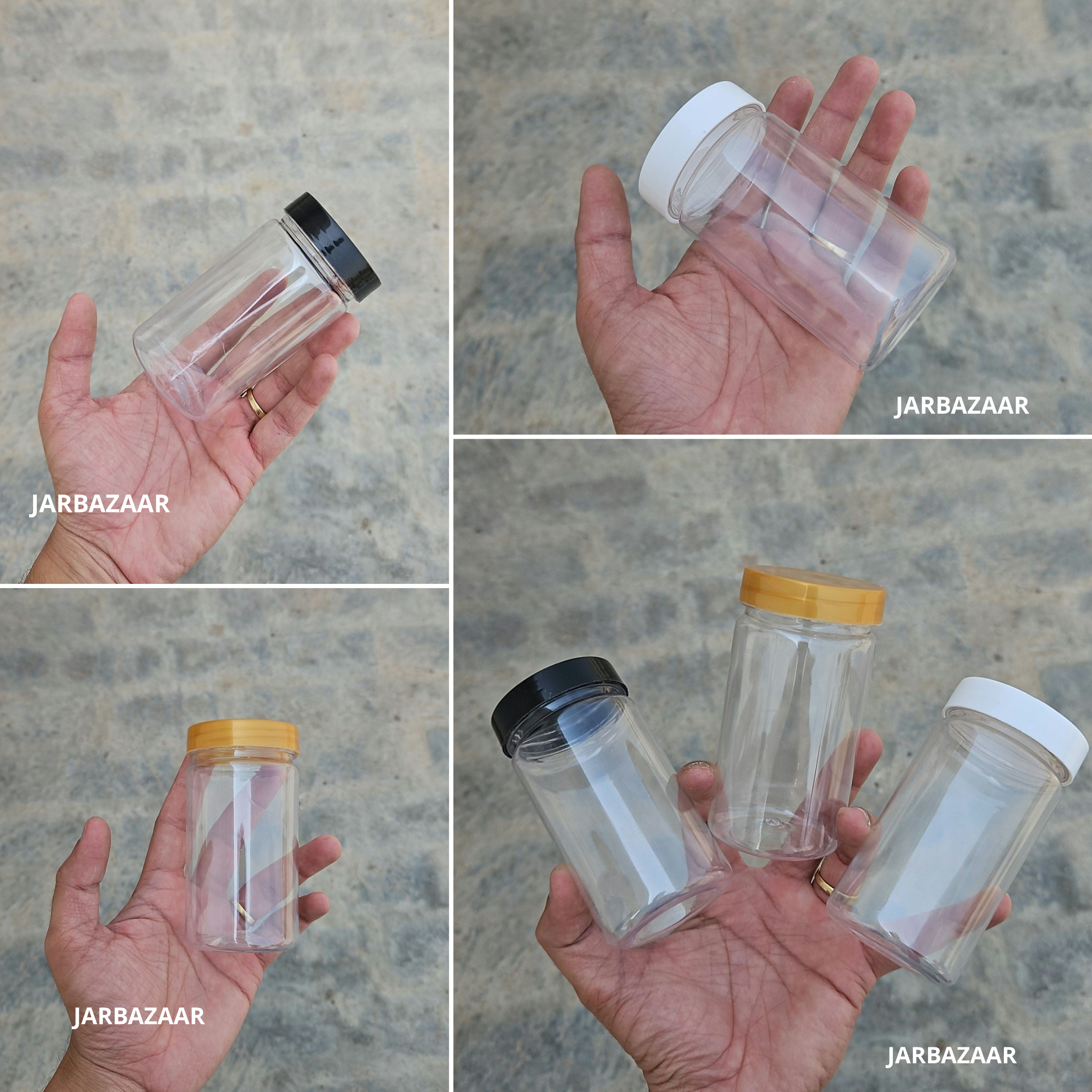 200 ML Long Pet Jar (With Plastic Caps)