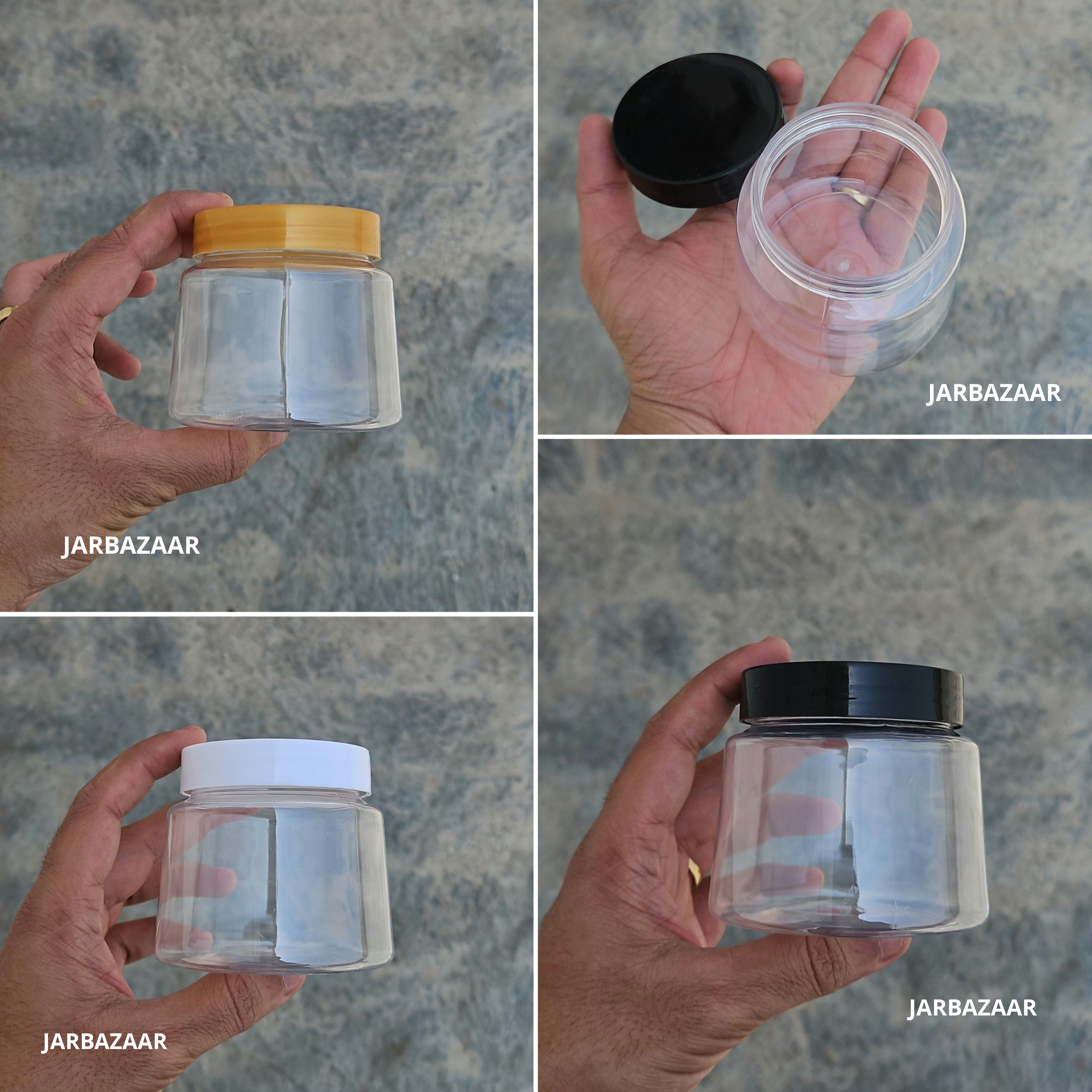 250 ML Conical Pet Jar (With Plastic Caps)