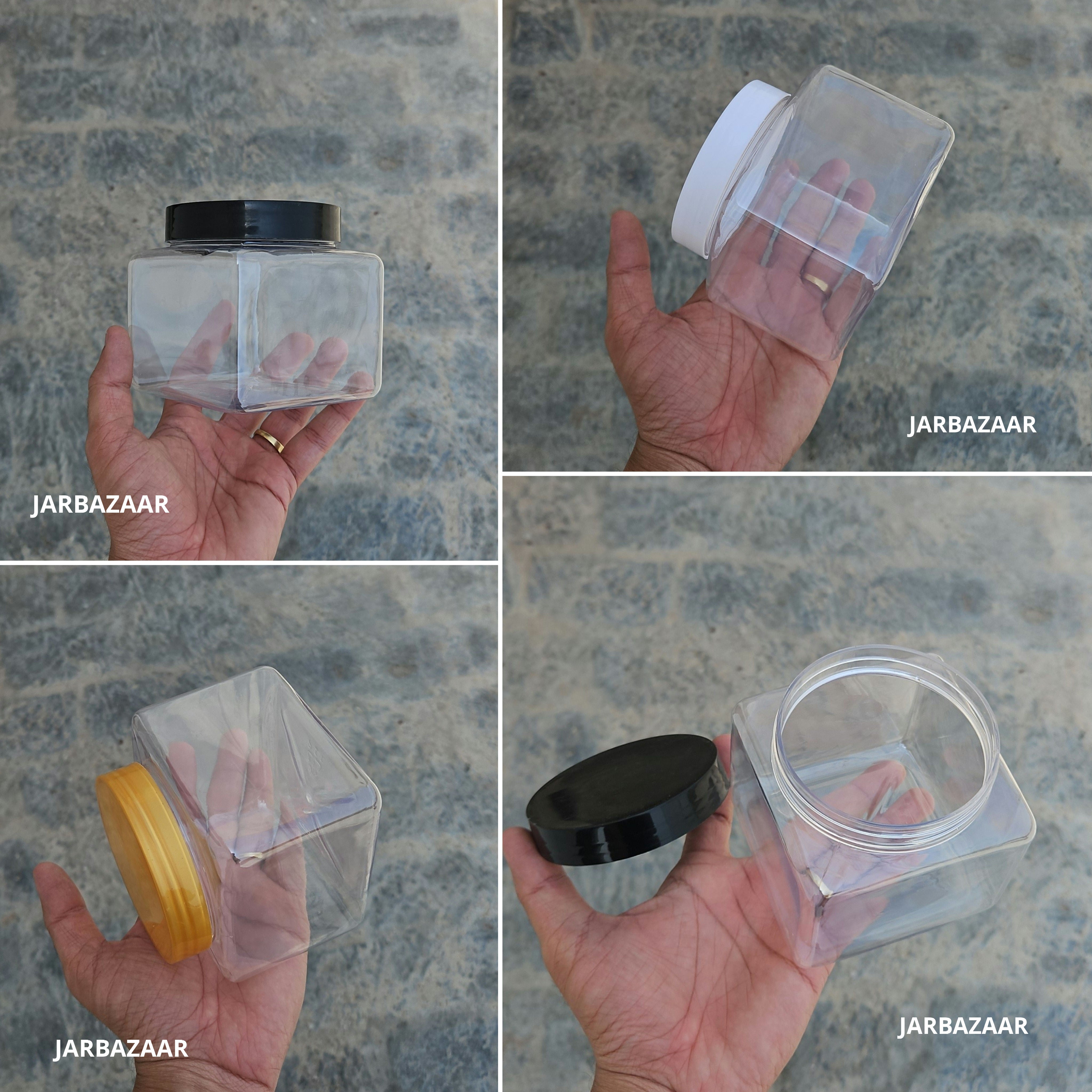 500 ML Square Pet Jar (With Plastic Caps)