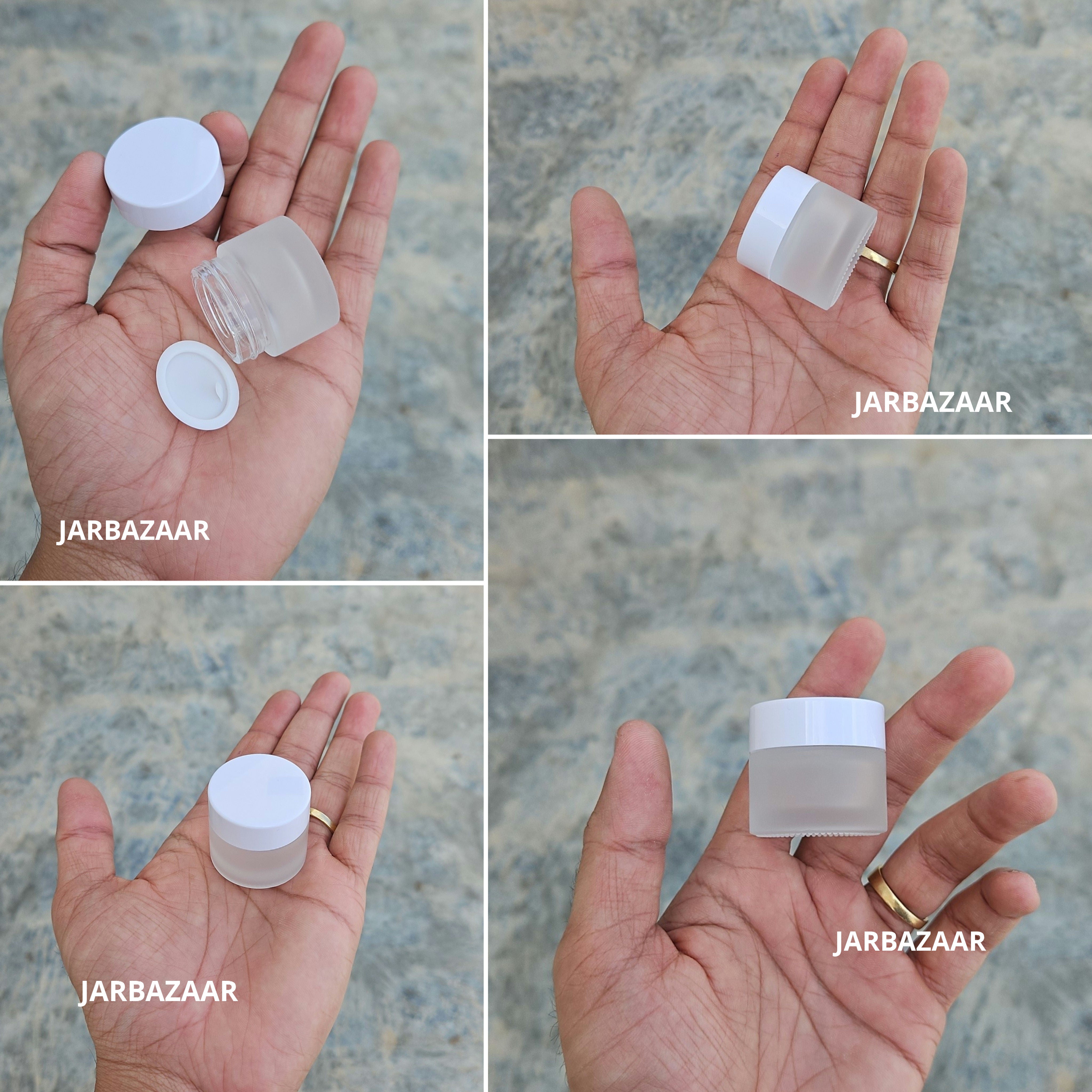 10 Gram Clear Frosted Glass Jar (Black/White Cap)