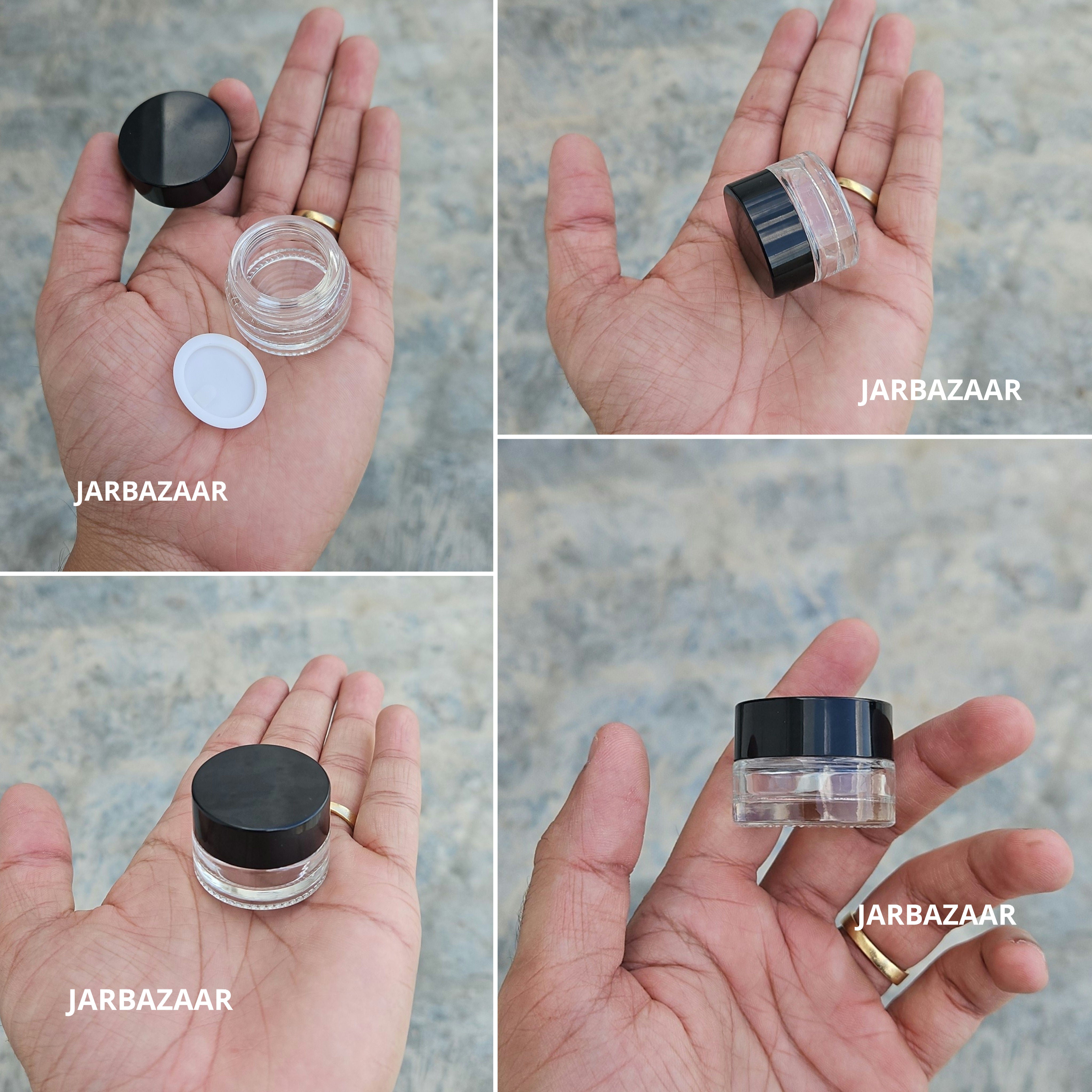 5 Gram Clear Glass Jar (Black/White Cap)