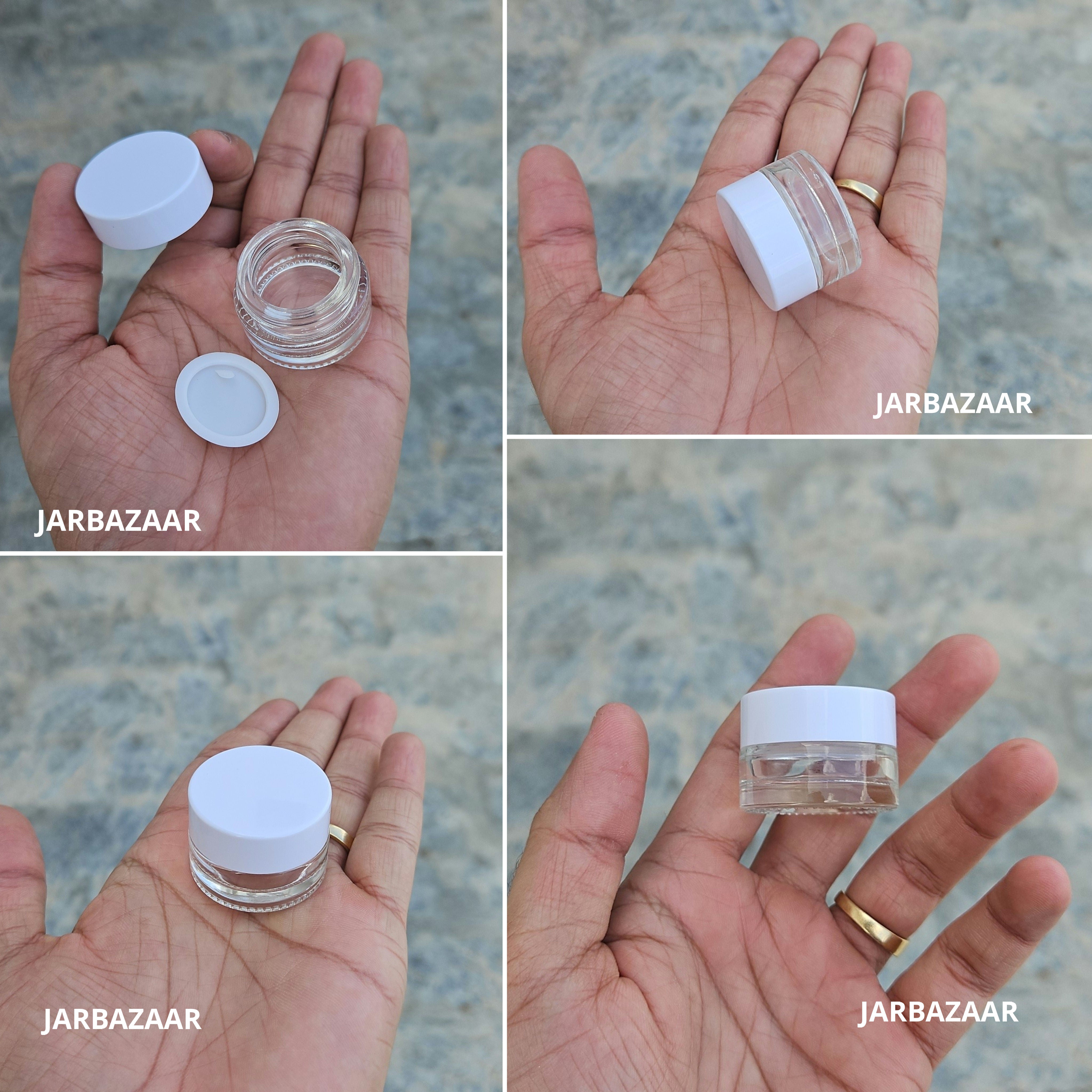 5 Gram Clear Glass Jar (Black/White Cap)