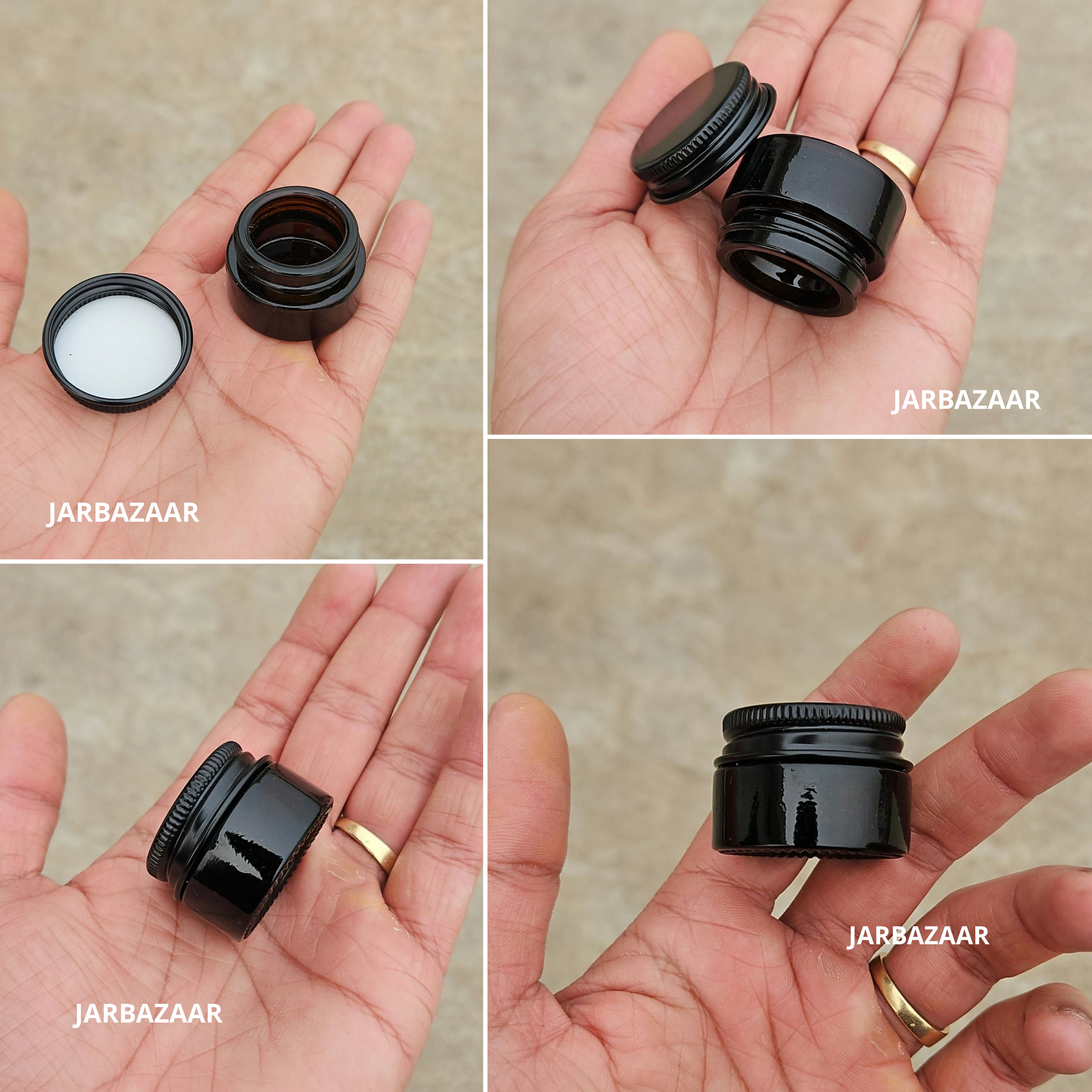 5 Gram Dark Amber Glass Jar (Black Screw Cap)