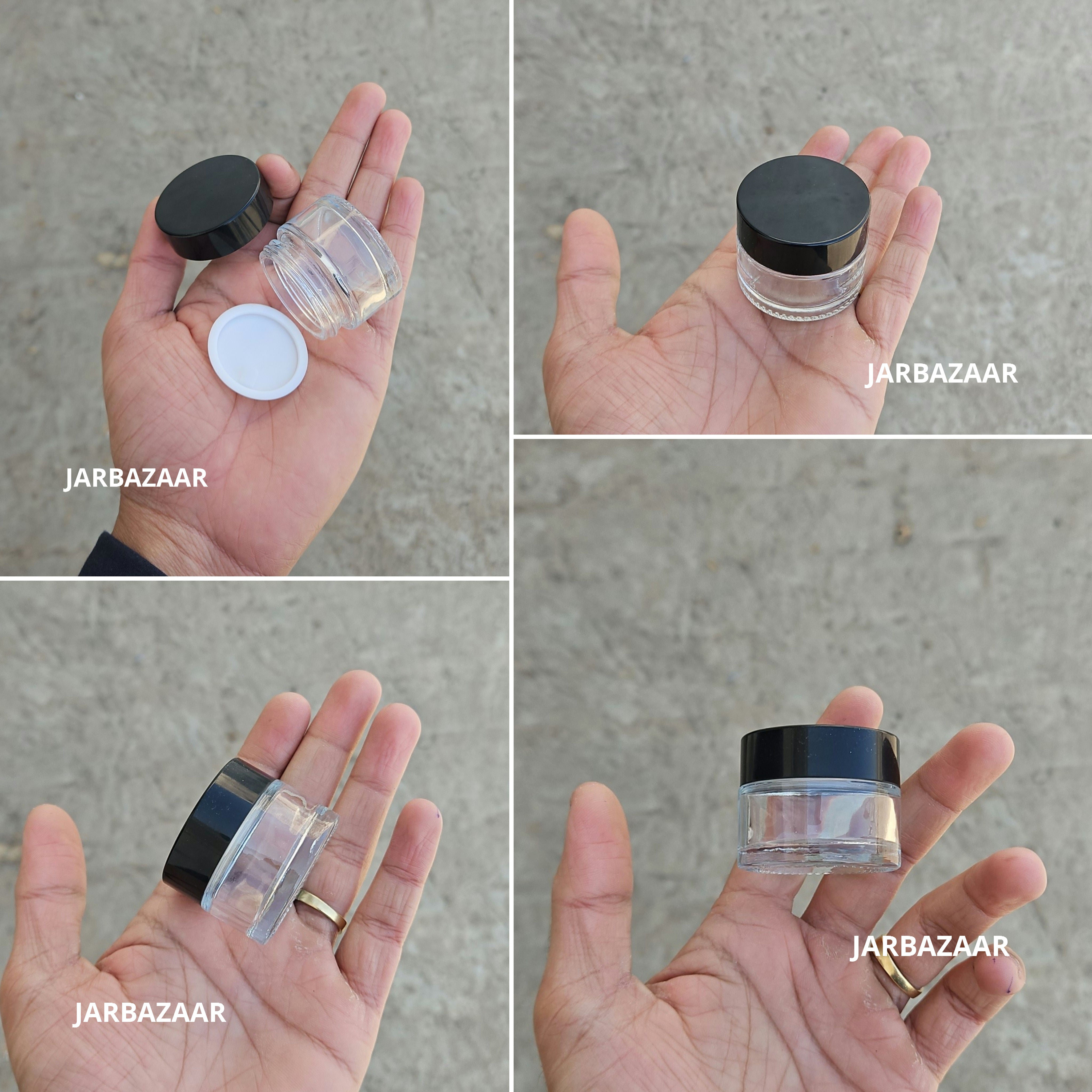 15 Gram Clear Glass Jar (Black/White Cap)