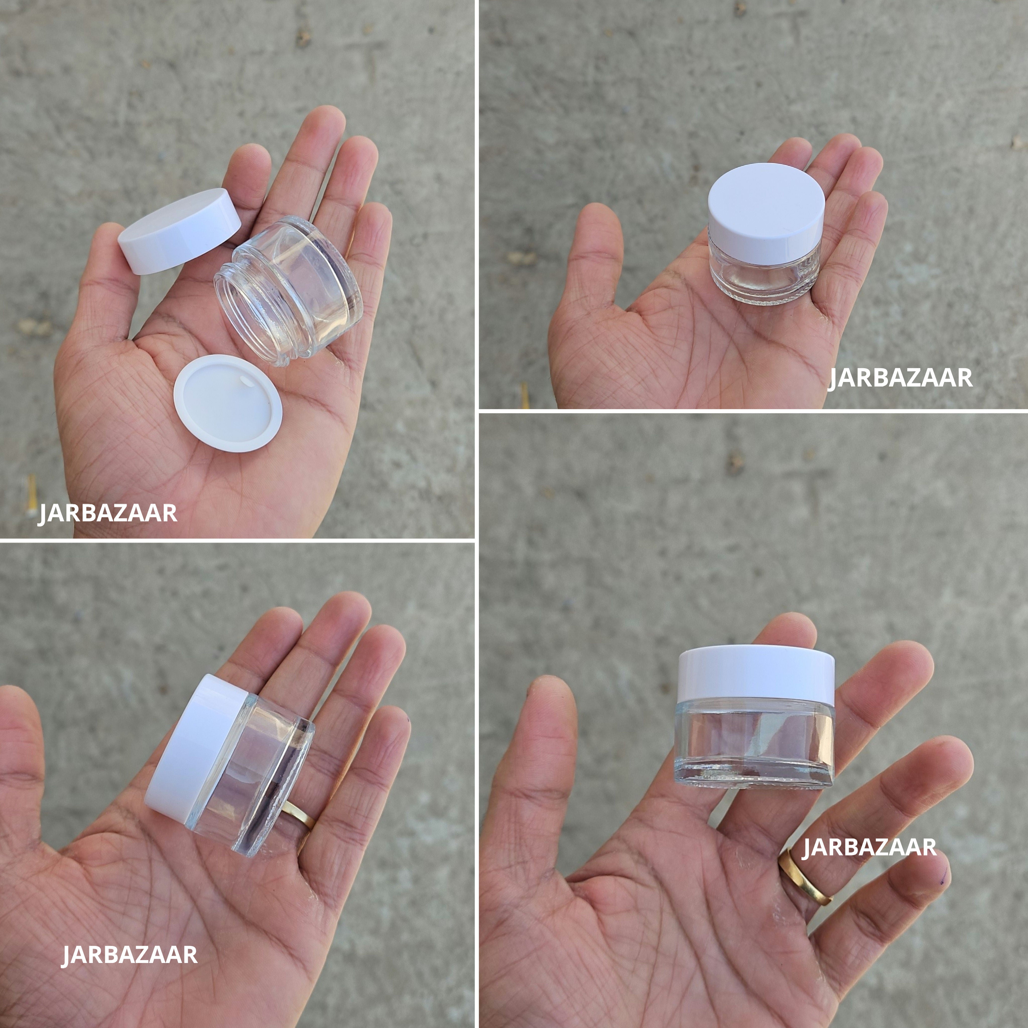 15 Gram Clear Glass Jar (Black/White Cap)