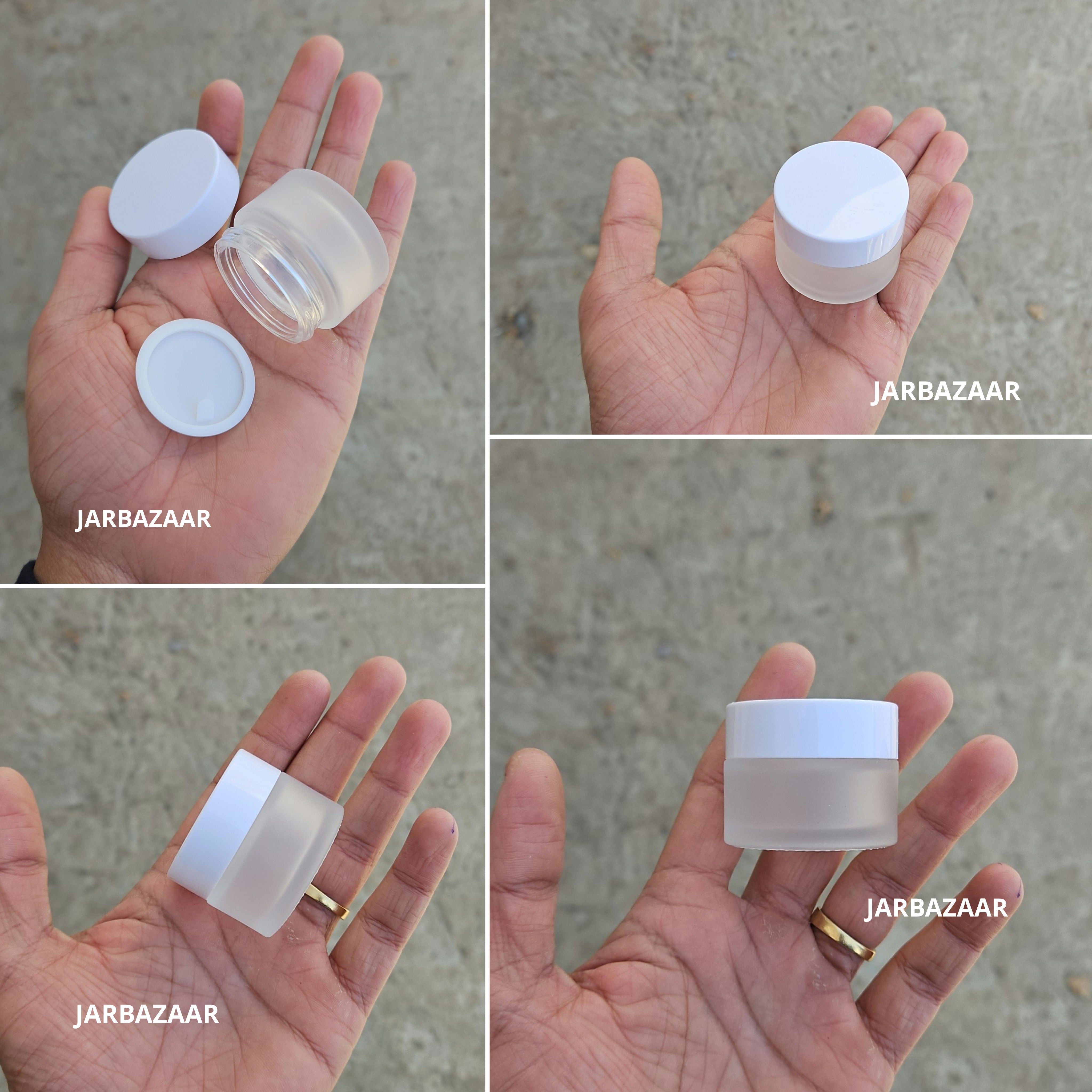 15 Gram Clear Frosted Glass Jar (Black/White Cap)