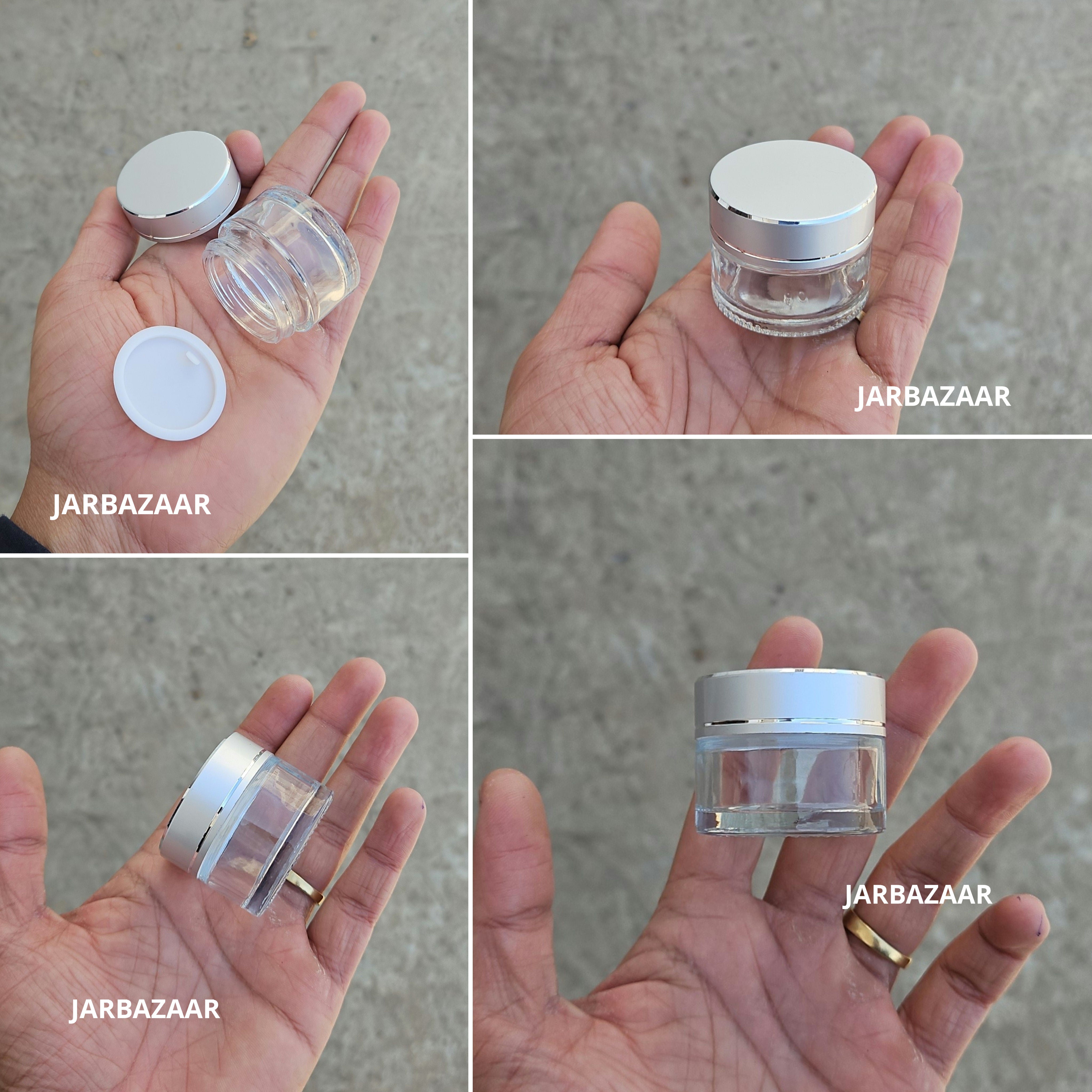 15 Gram Clear Glass Jar (Silver Diamond Cut Cap)