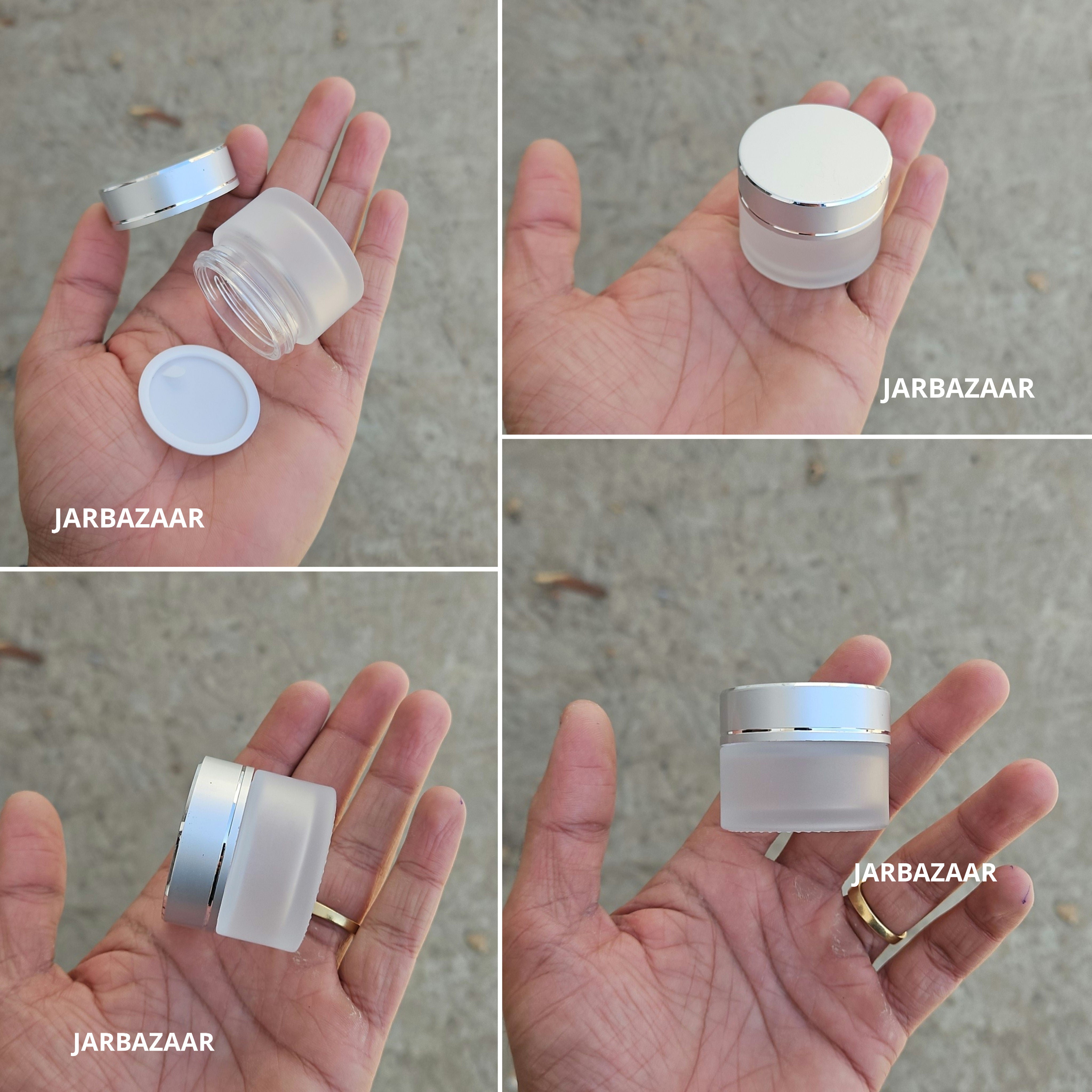 15 Gram Clear Frosted Glass Jar (Silver Diamond Cut Cap)