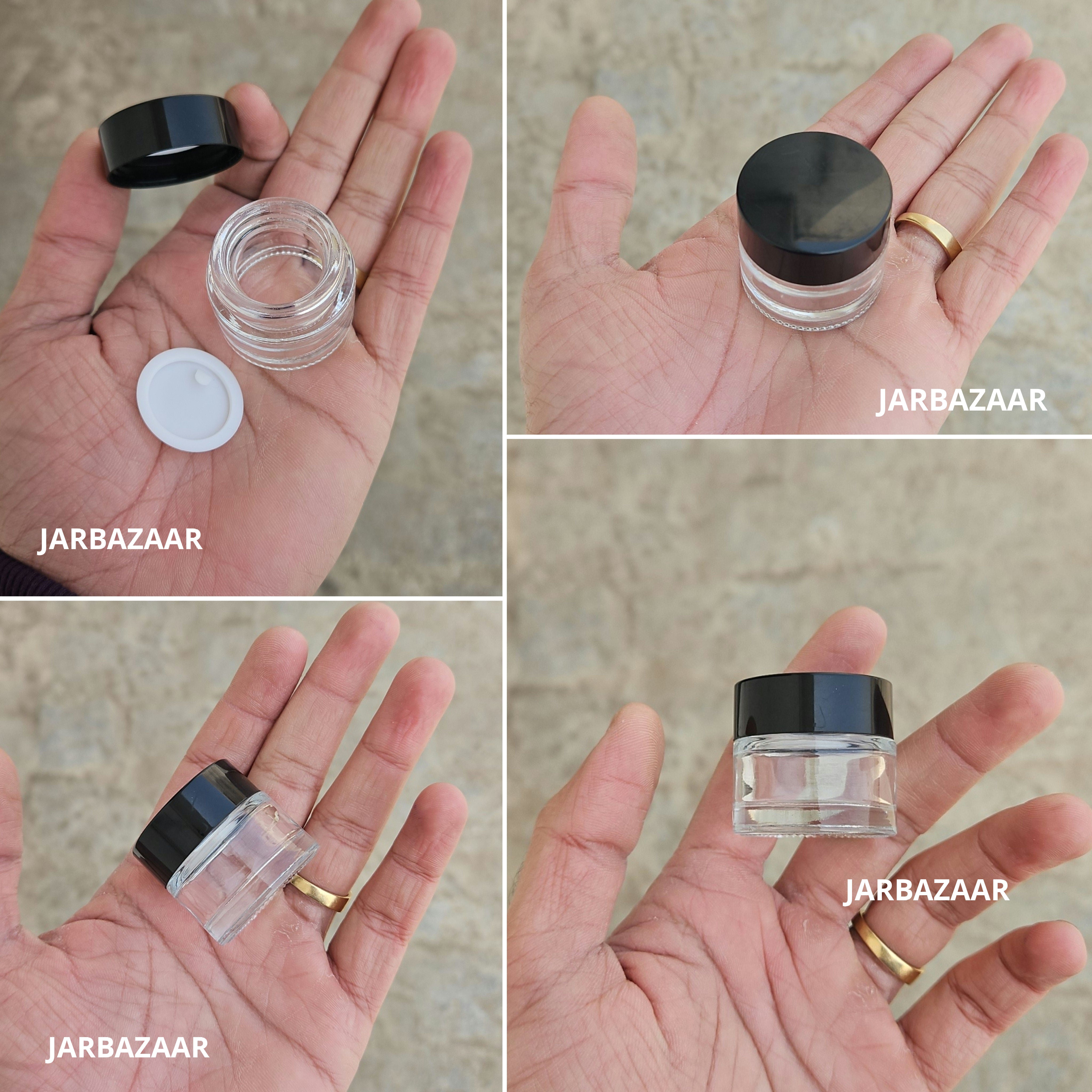 10 Gram Clear Glass Jar (Black/White Cap)