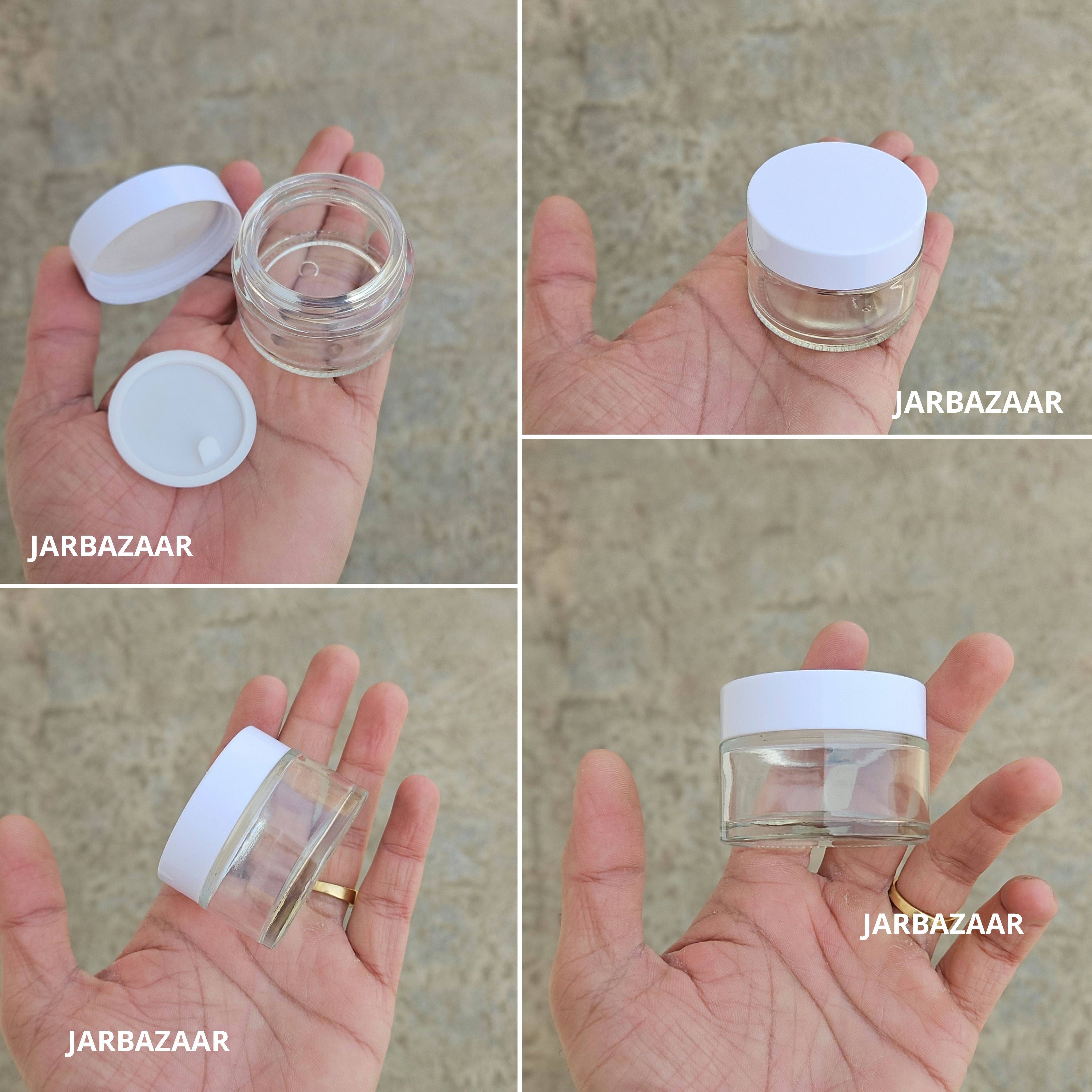 30 Gram Clear Glass Jar (Black/White Cap)