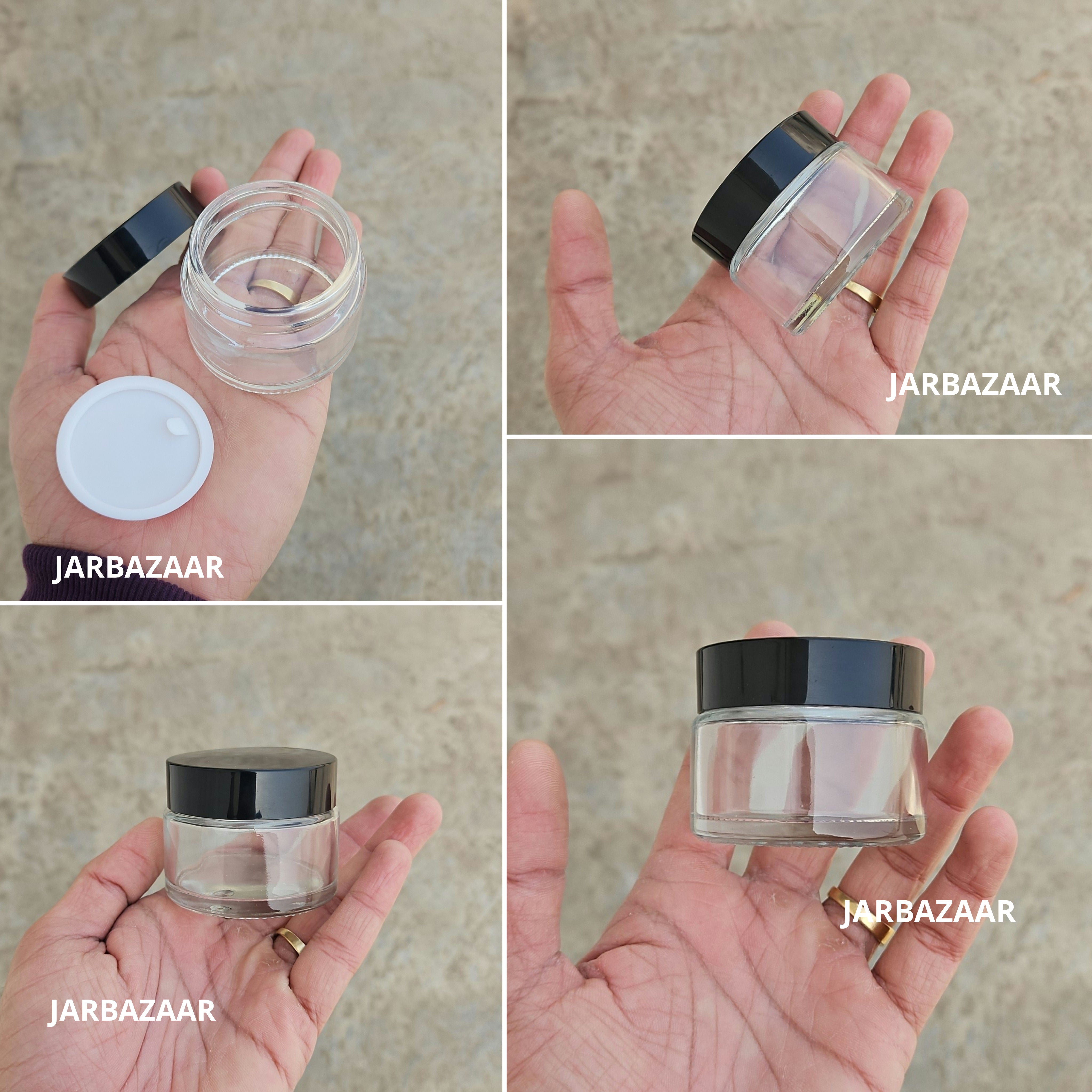 50 Gram Clear Glass Jar (Black/White Cap)