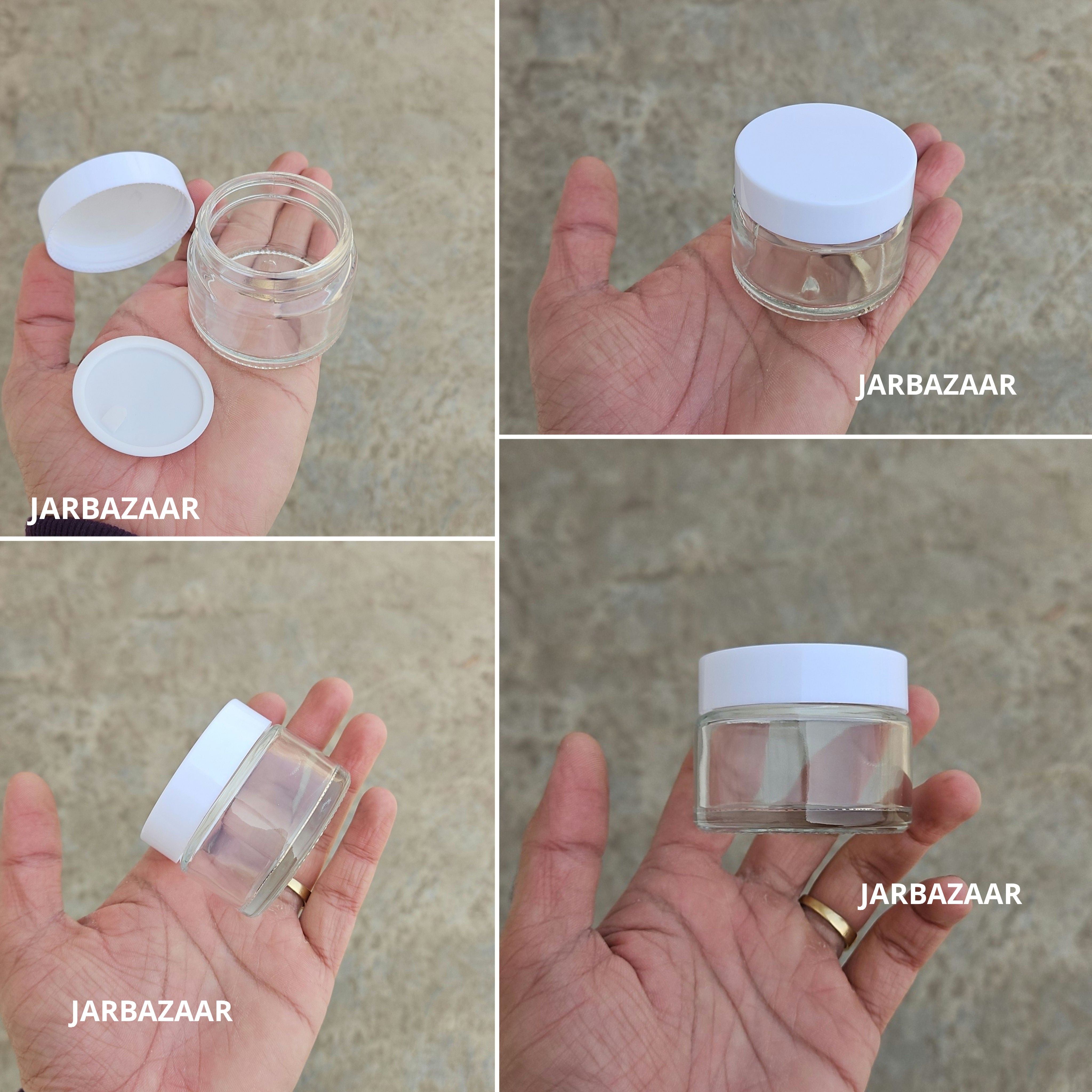 50 Gram Clear Glass Jar (Black/White Cap)