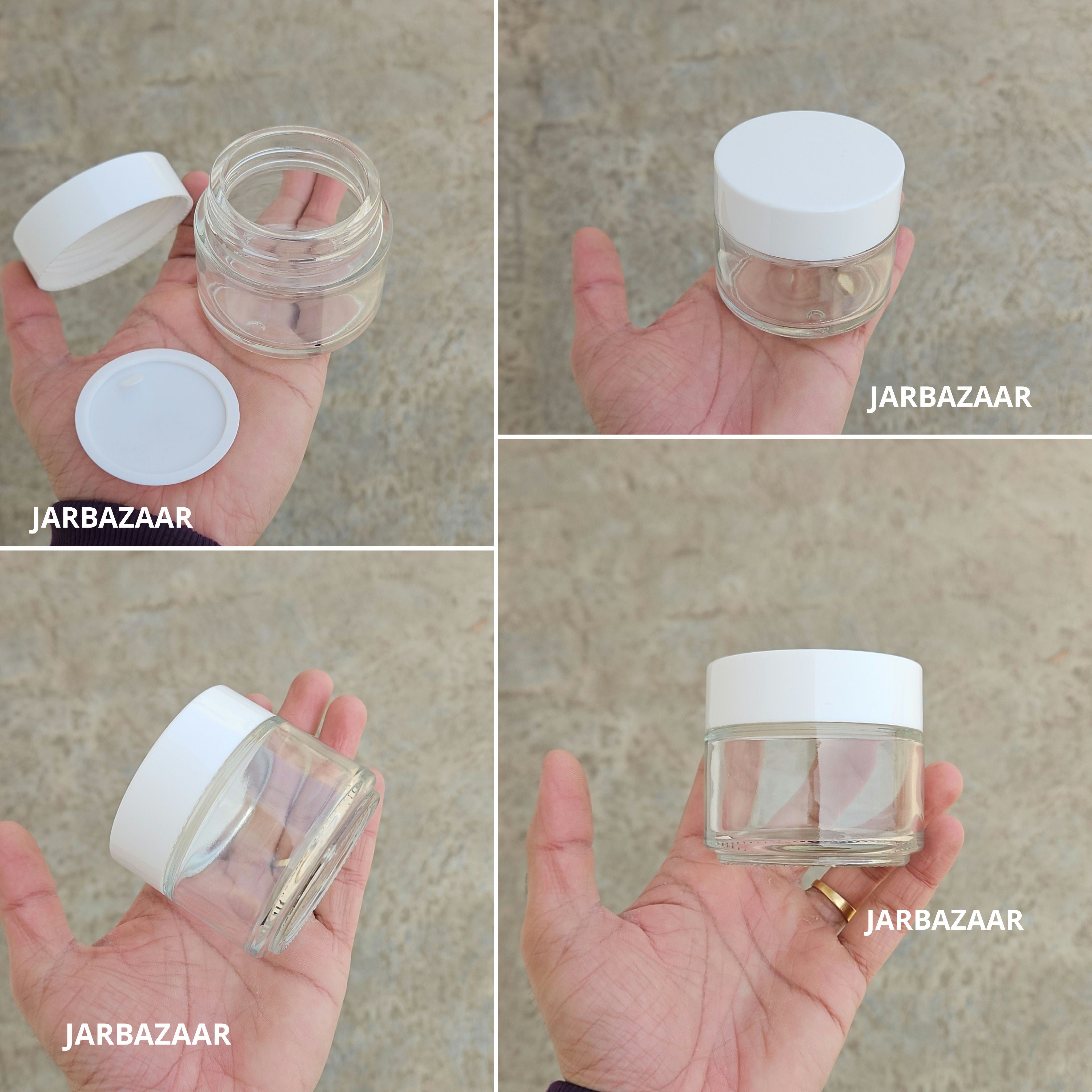 100 Gram Clear Glass Jar (Black/White Cap)