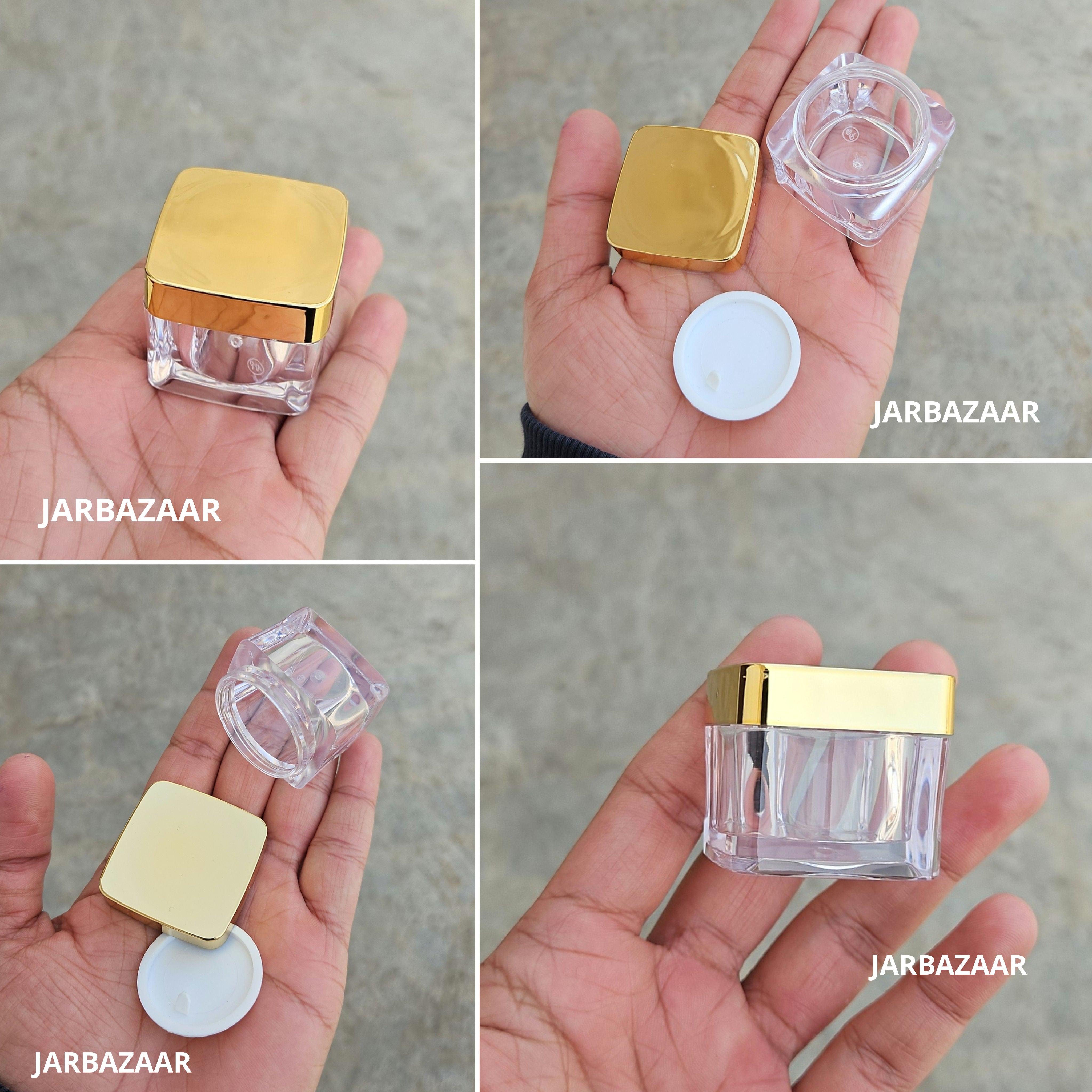 15 Gram Square Acrylic Jar (Golden Cap)
