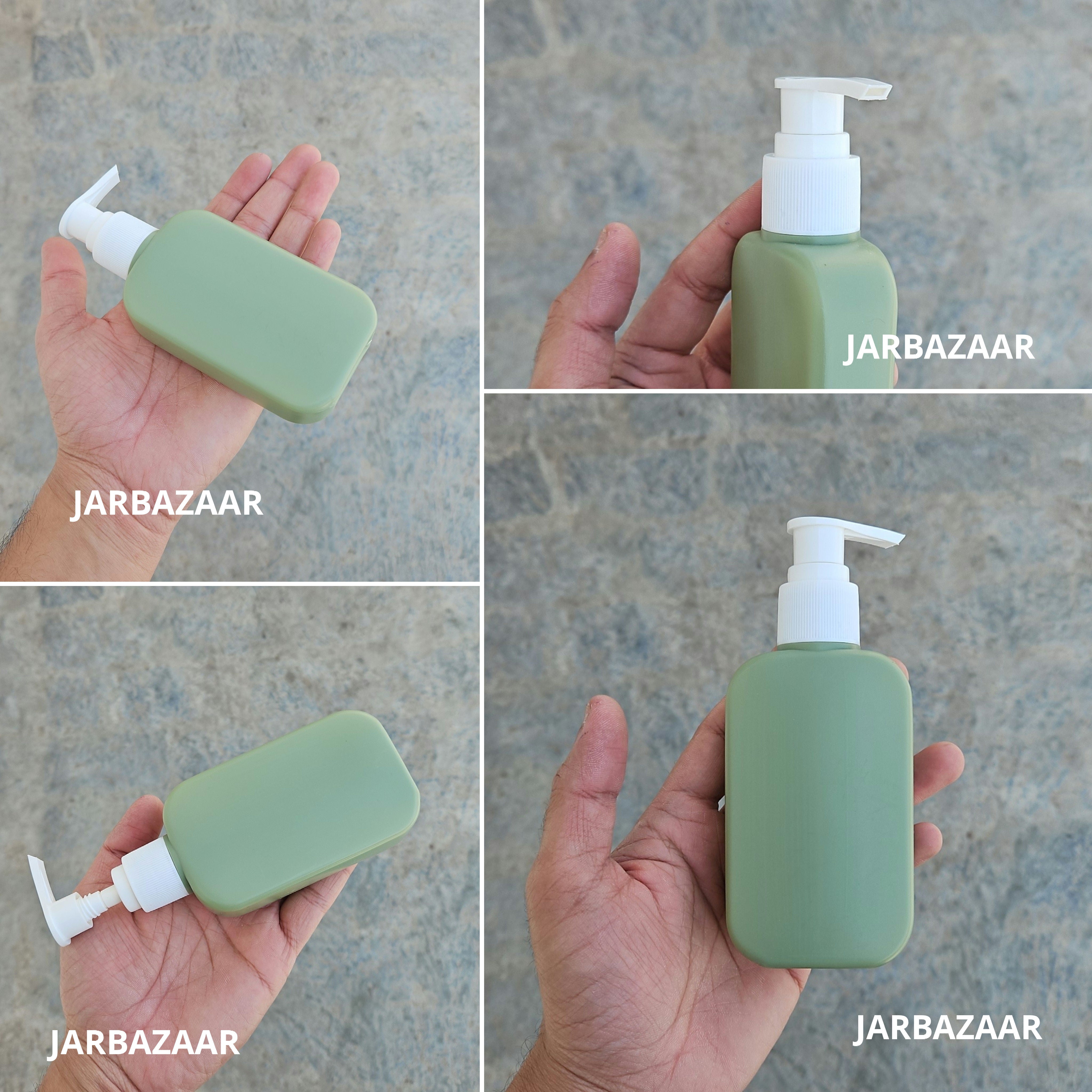 125 ML Flat Dark Green - HDPE BOTTLE (With Plain Dispenser Pumps)
