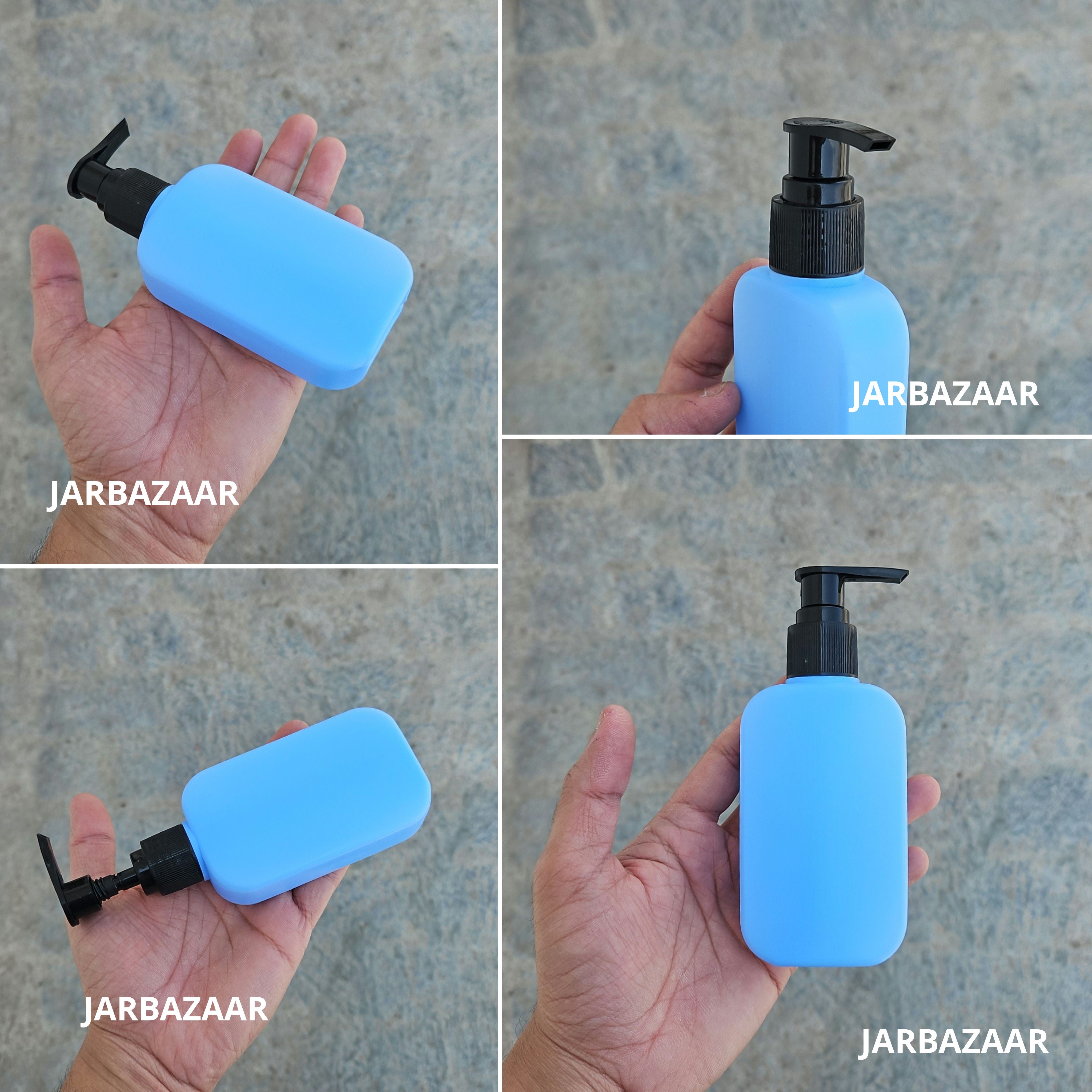 125 ML Flat Sky Blue - HDPE BOTTLE (With Plain Dispenser Pumps)