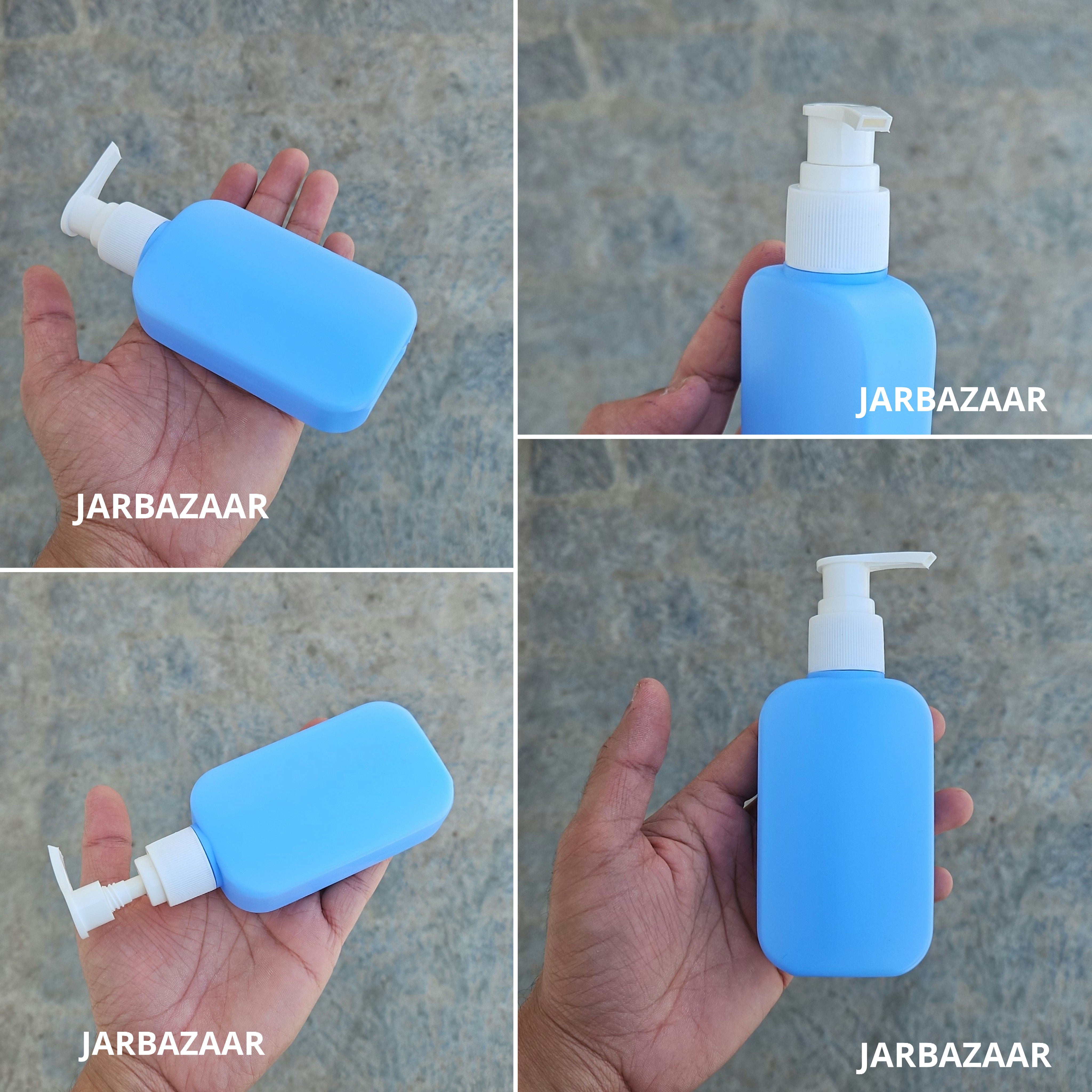 125 ML Flat Sky Blue - HDPE BOTTLE (With Plain Dispenser Pumps)