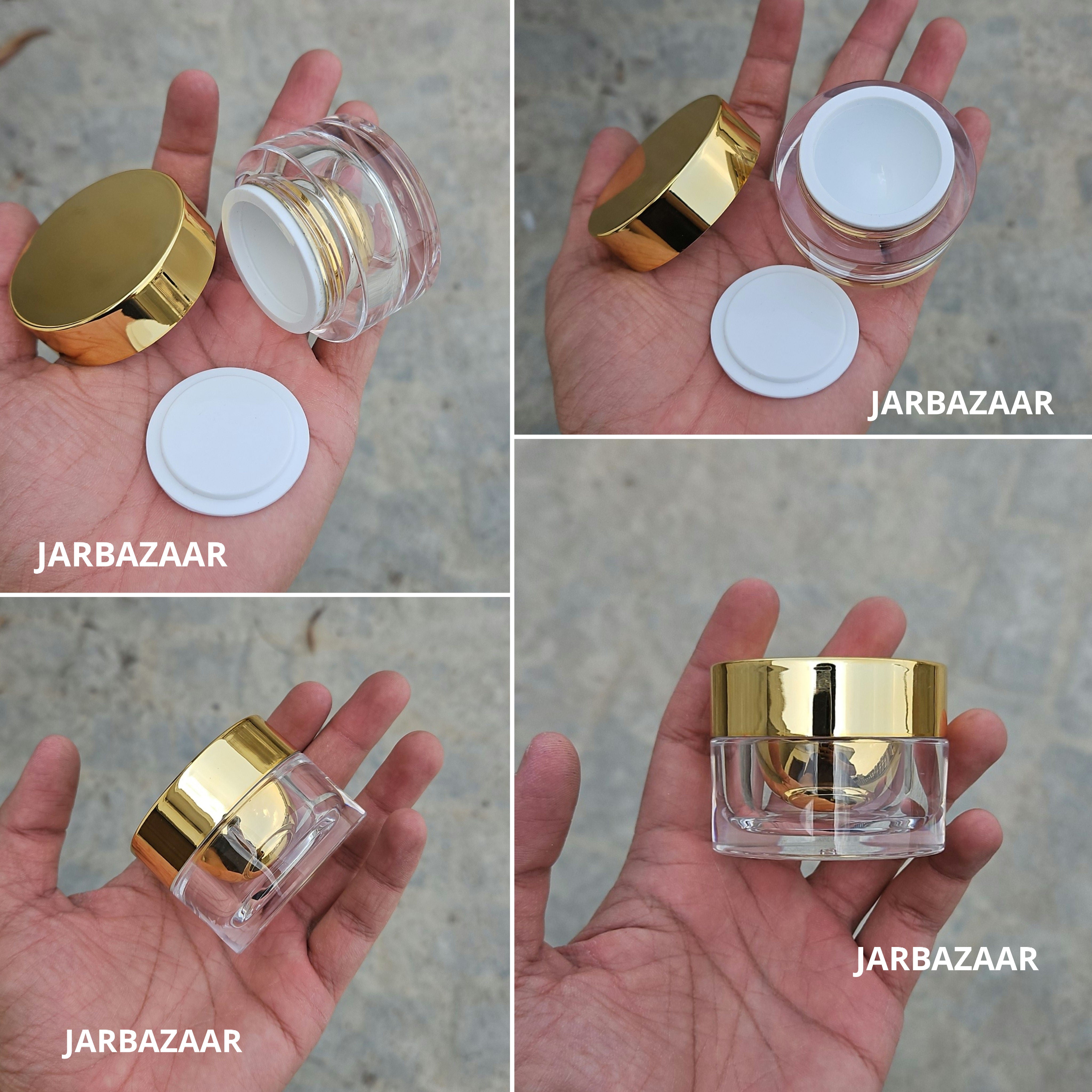15 Gram Premium Double- Walled Golden Acrylic Cosmetic Jar