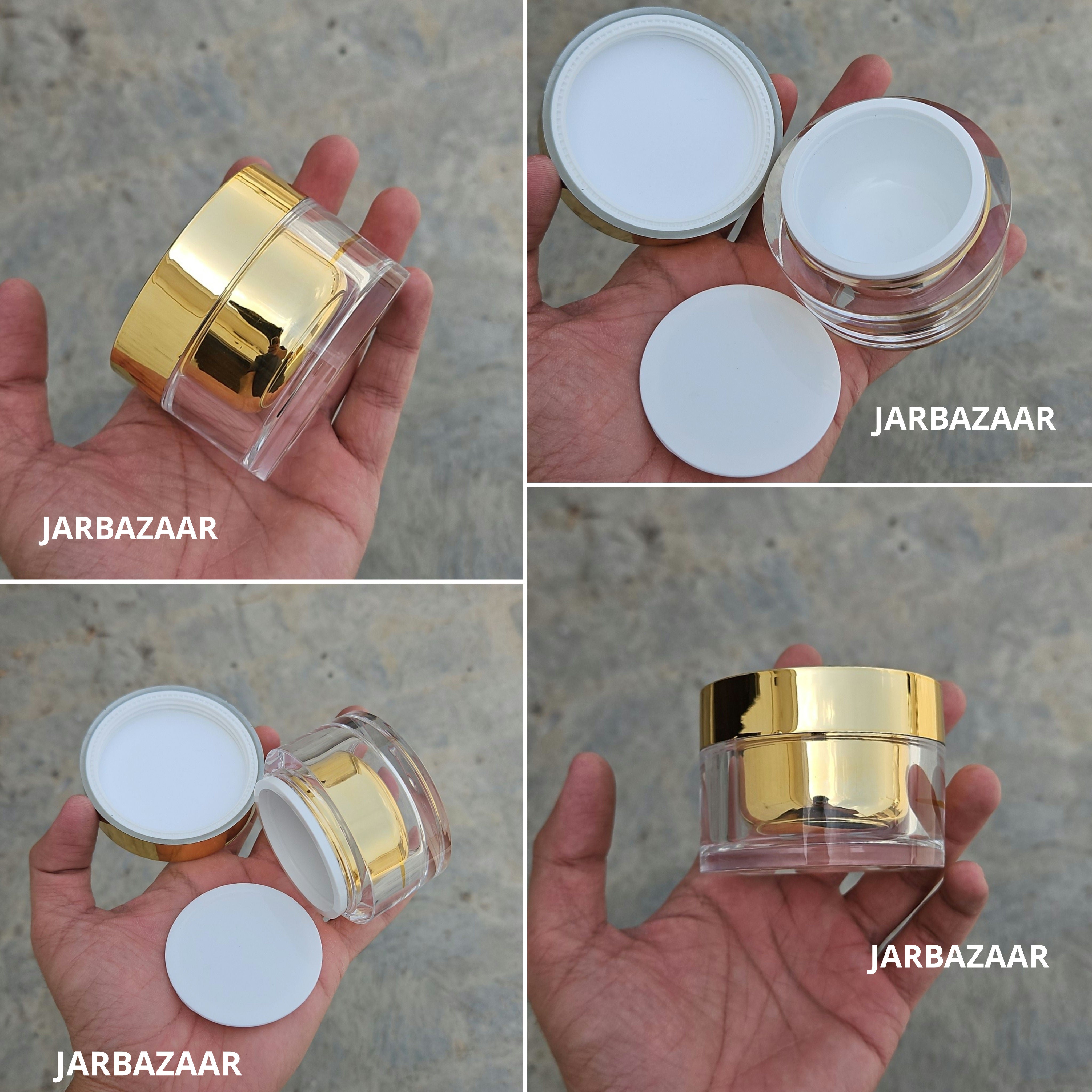 50 Gram Premium Double- Walled Golden Acrylic Cosmetic Jar