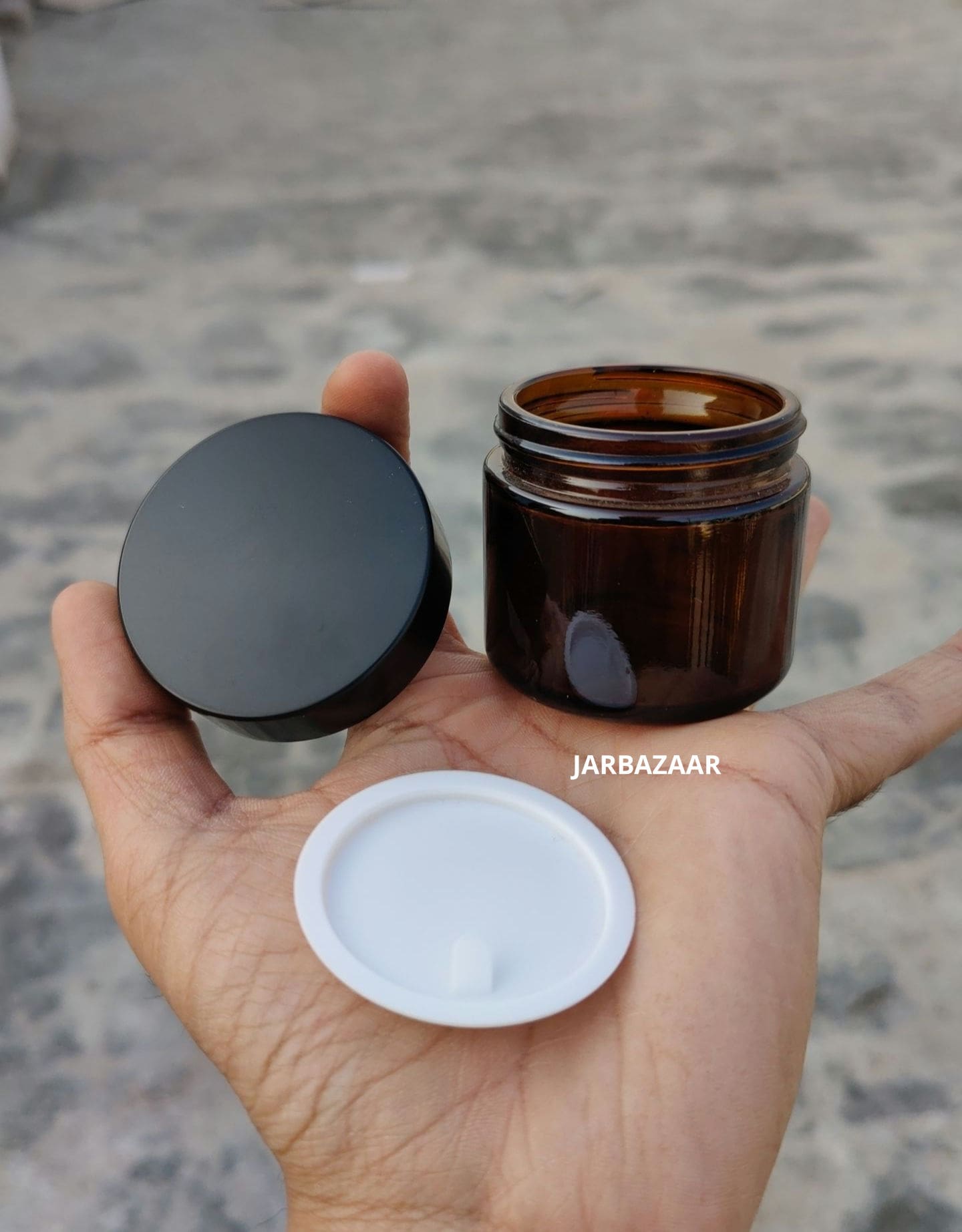 60 Gram Amber Glass Jar (Black Cap)