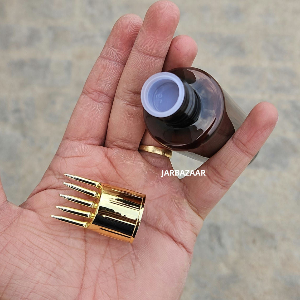 100 ML GLI Amber Pet Bottle (With Golden Comb Cap)