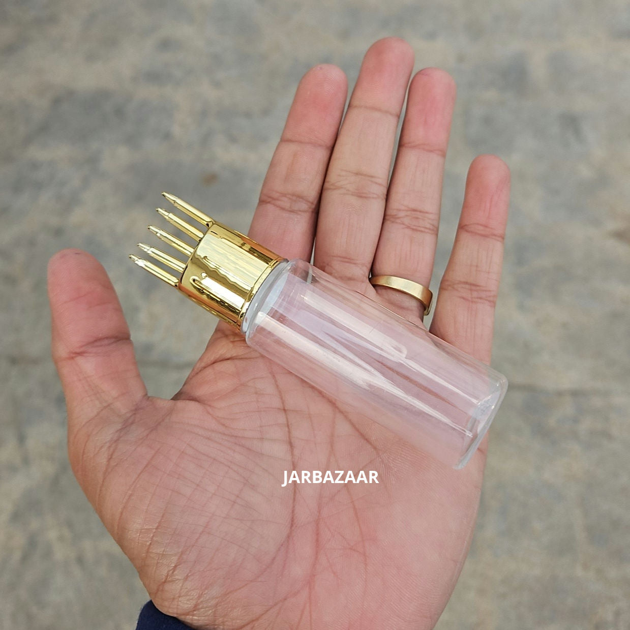 30 ML Transparent Pet Bottle (With Golden Comb Cap)