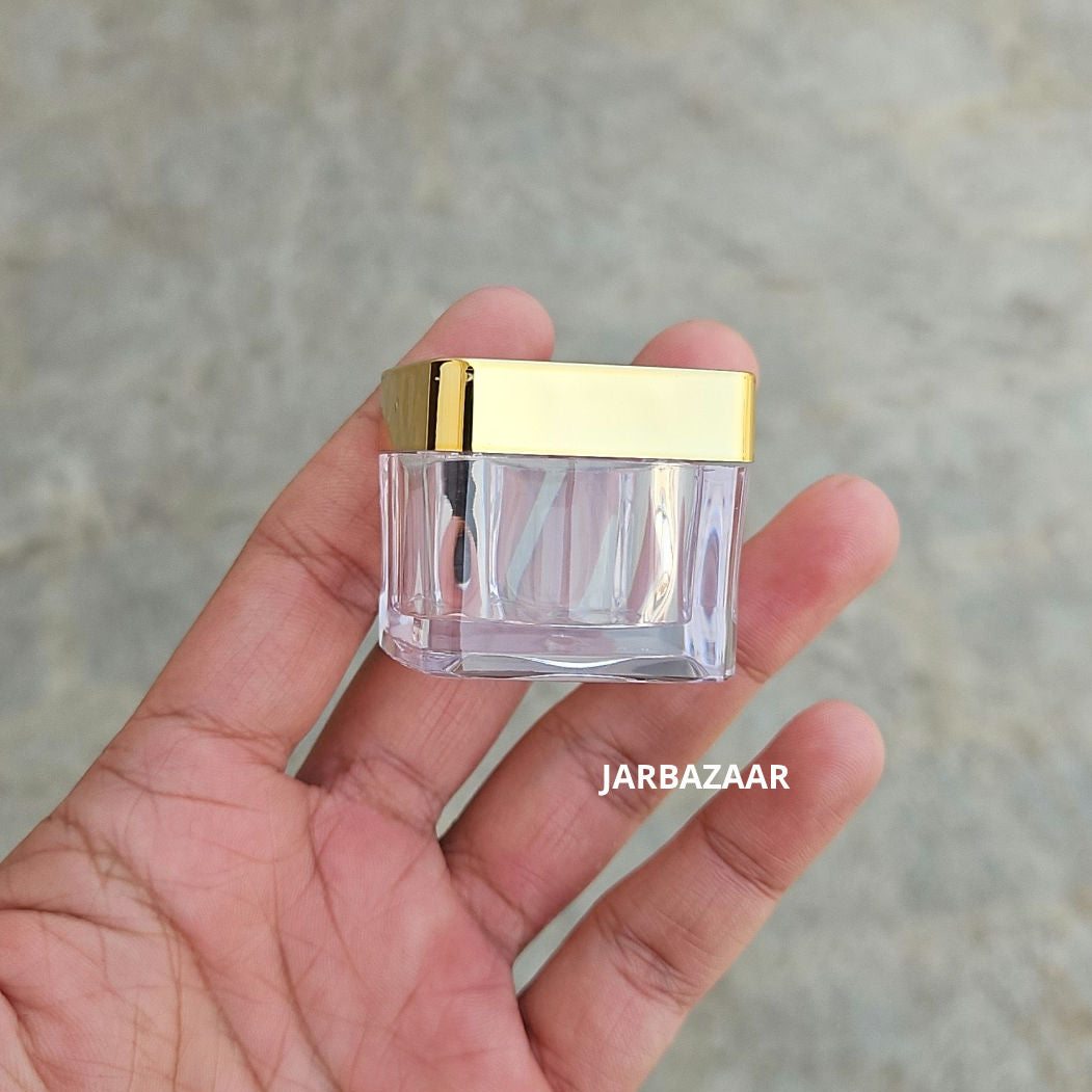15 Gram Square Acrylic Jar (Golden Cap)