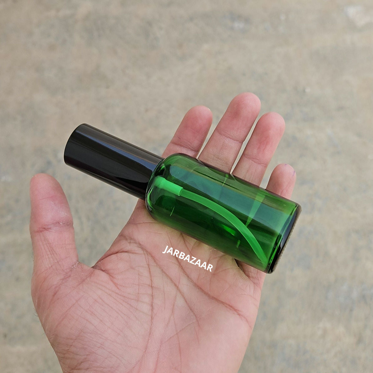 50 ml Green Glass bottle (With Premium Black Serum Pumps)