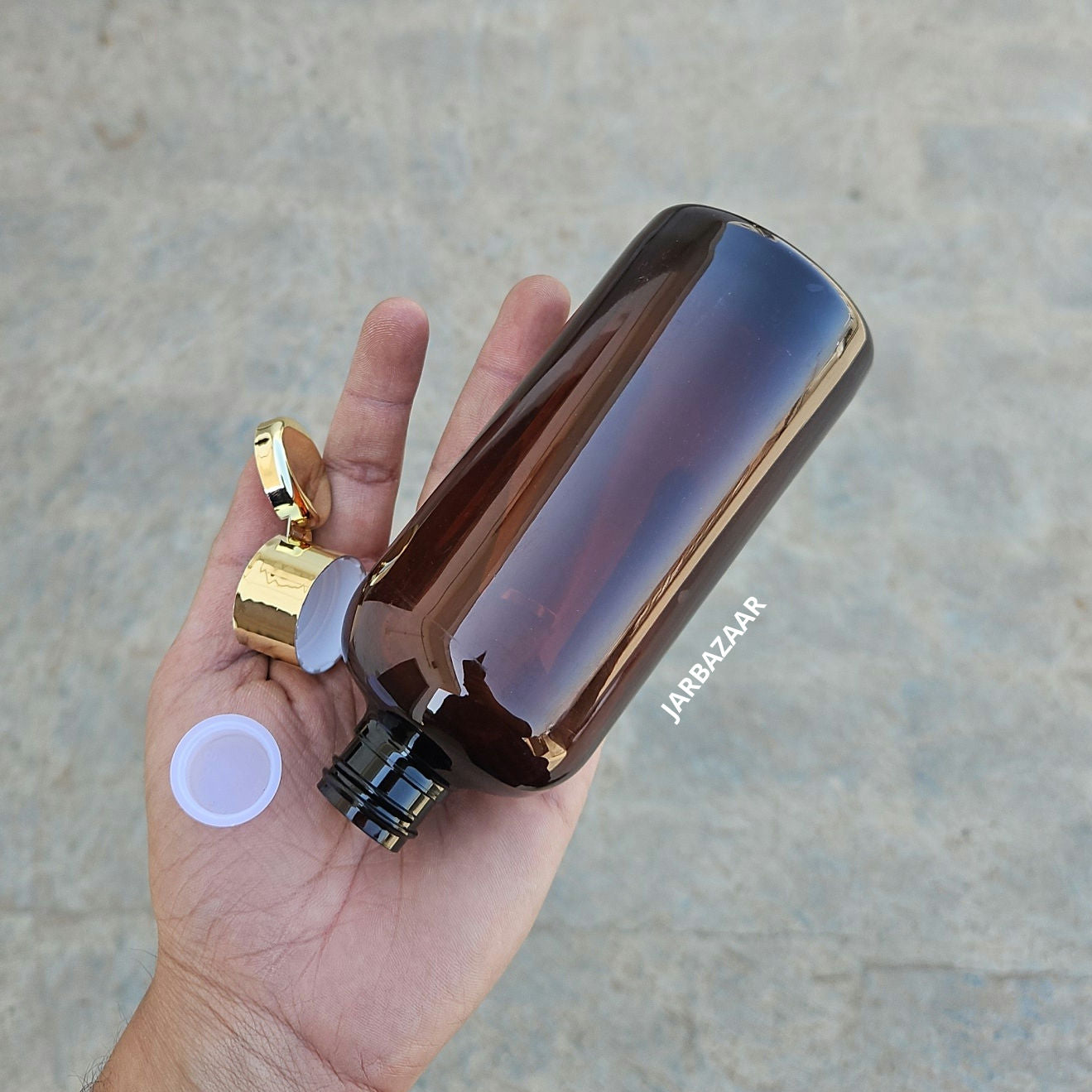 300 ML Amber Boston Pet Bottle (With Golden Fliptop Caps)