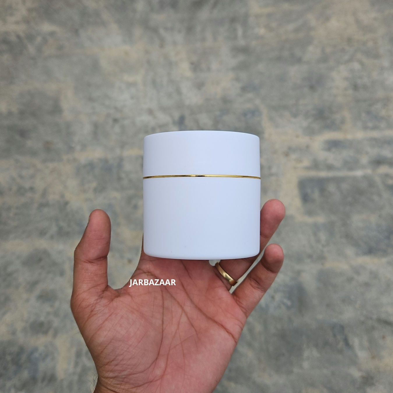 100 Gram Double Wall White Royal Jar (With Golden Lining)